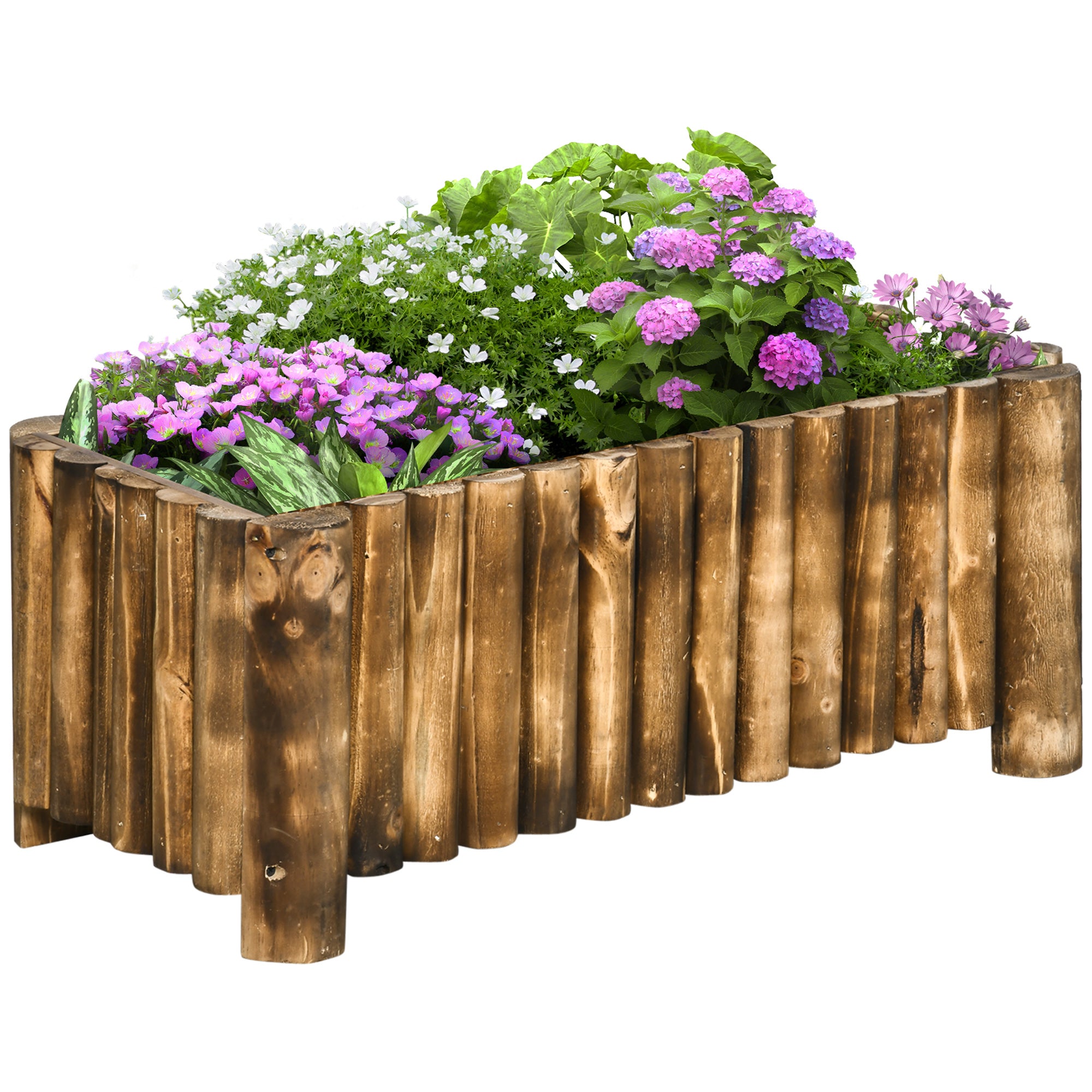 Raised Wooden Flower Bed Planter Box 78x35x30cm Natural Fir Wood - Natural