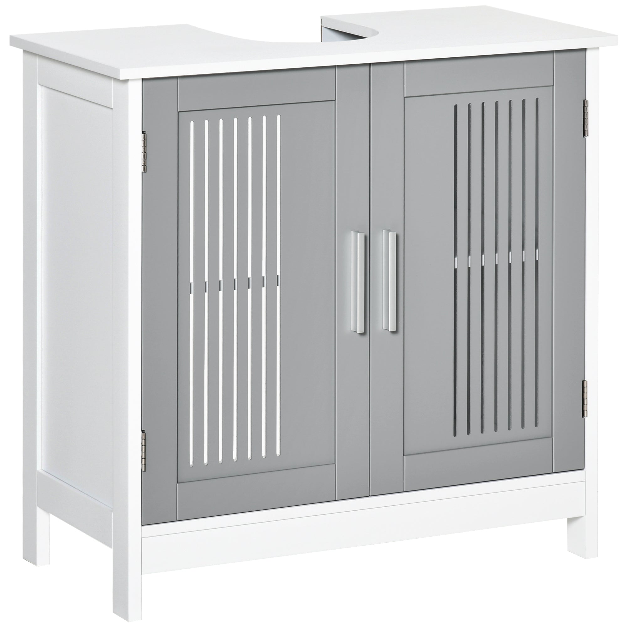 Modern Under Sink Bathroom Vanity Cabinet with Adjustable Shelves - Grey