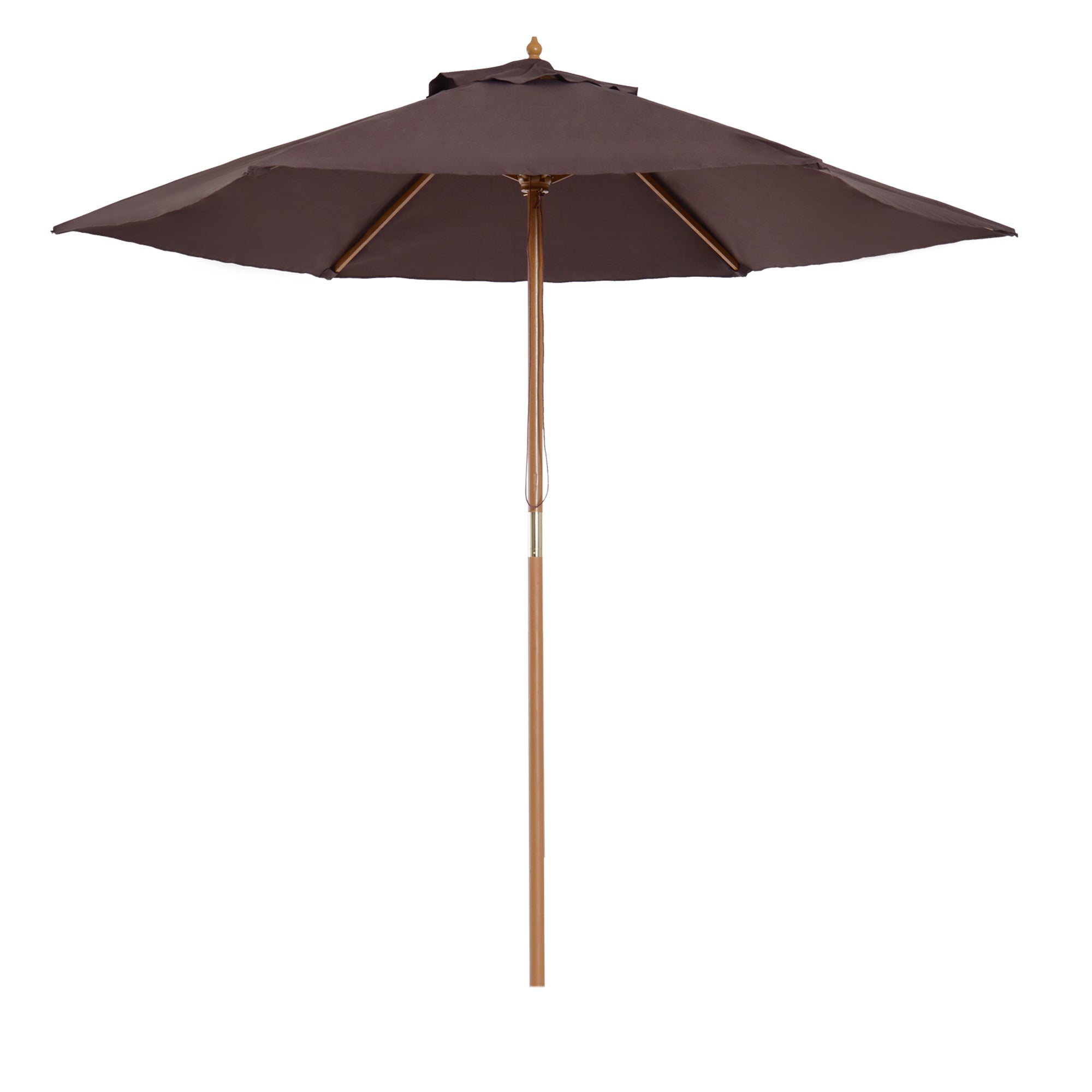2.5m Wooden Garden Parasol with Ventilated Polyester Canopy - Coffee