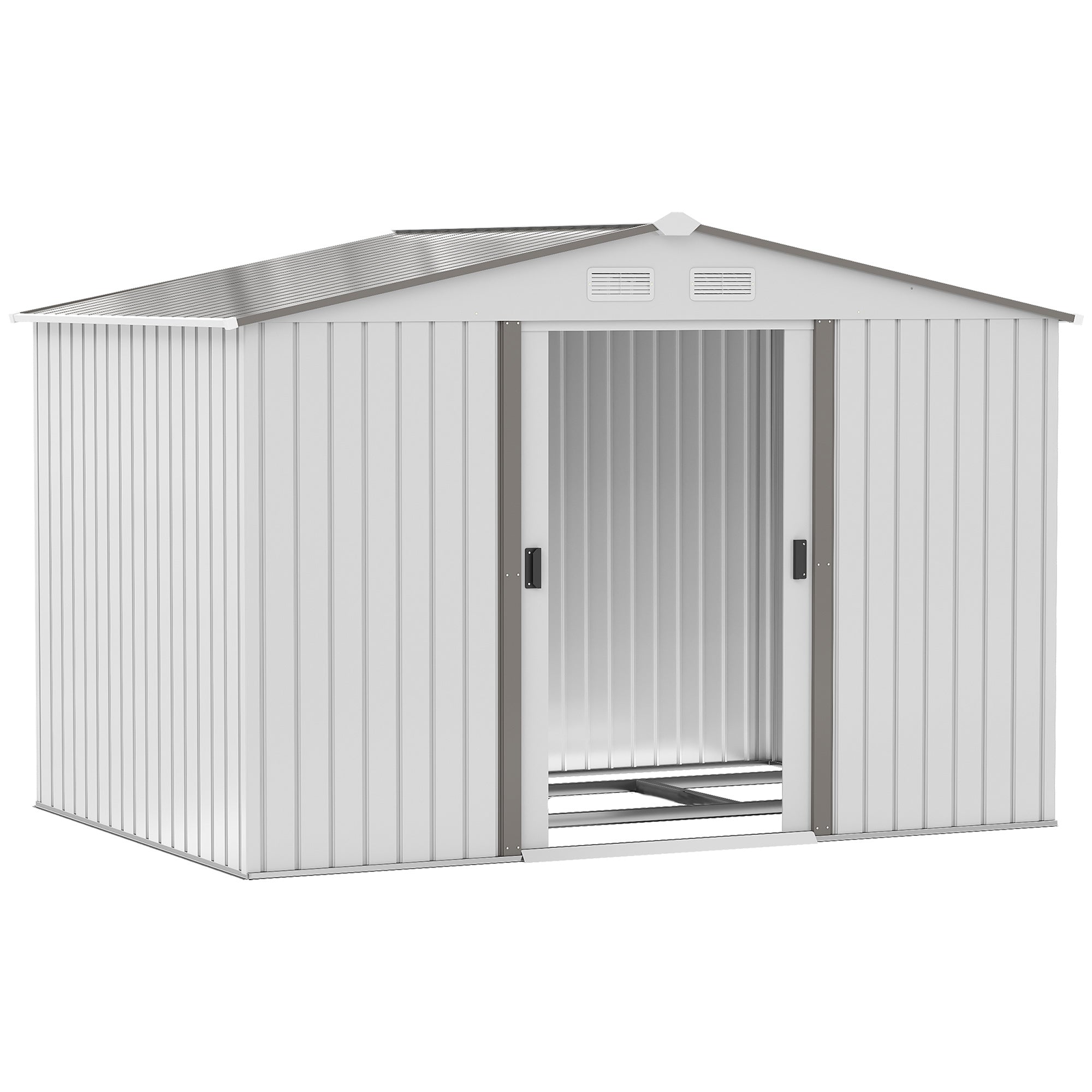 9 x 6ft Metal Garden Storage Shed with Floor and Ventilation - Grey