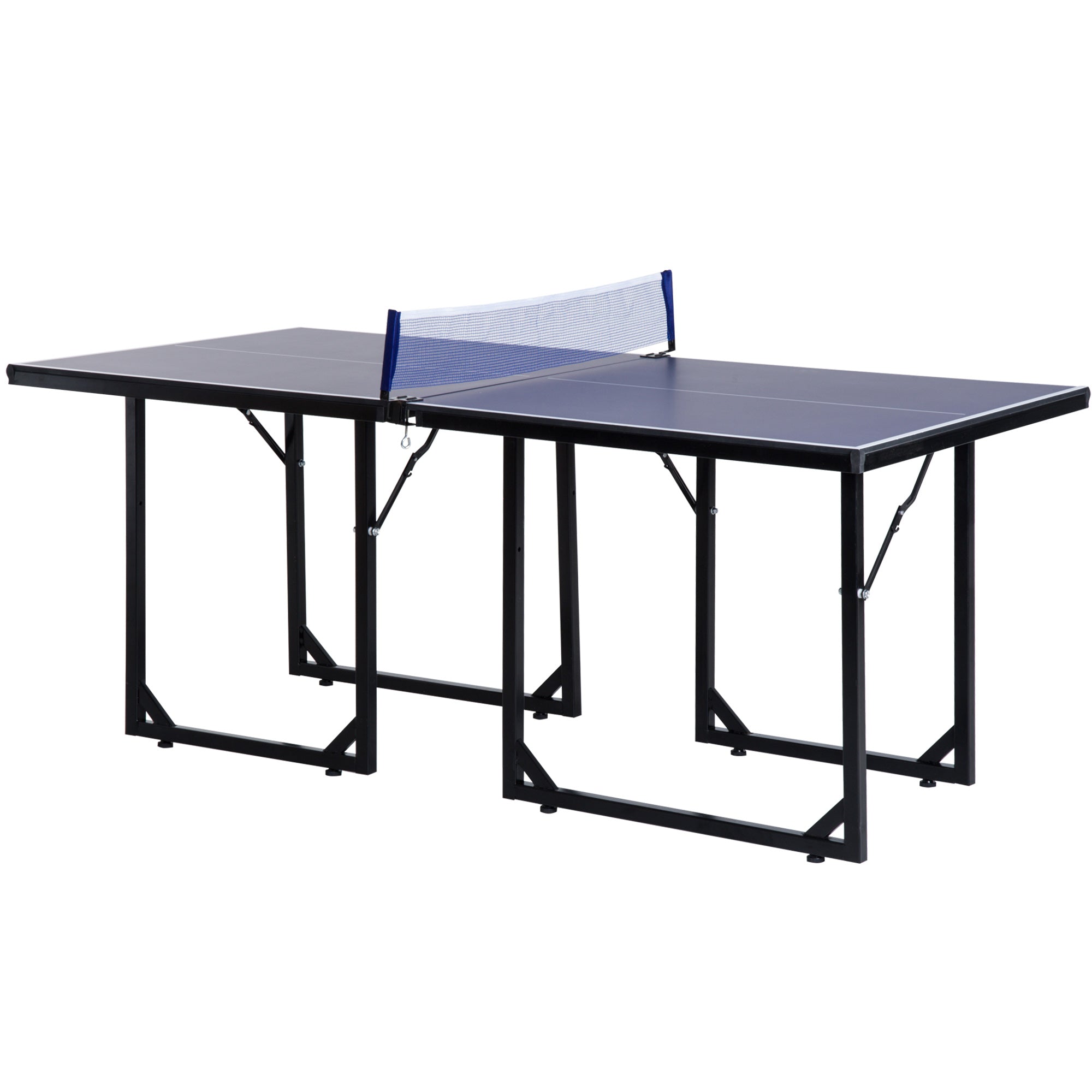 Folding Mini Table Tennis Set with Net - Black/Blue