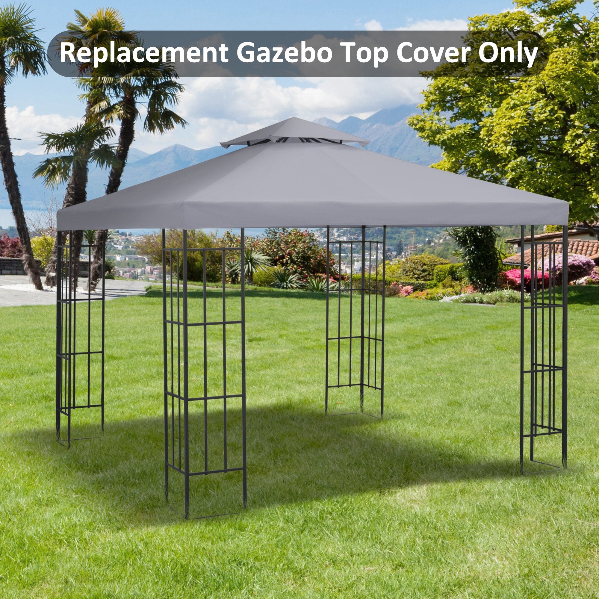 3x3m Gazebo Canopy Replacement Top Roof with UV Protection and Ventilation - Light Grey