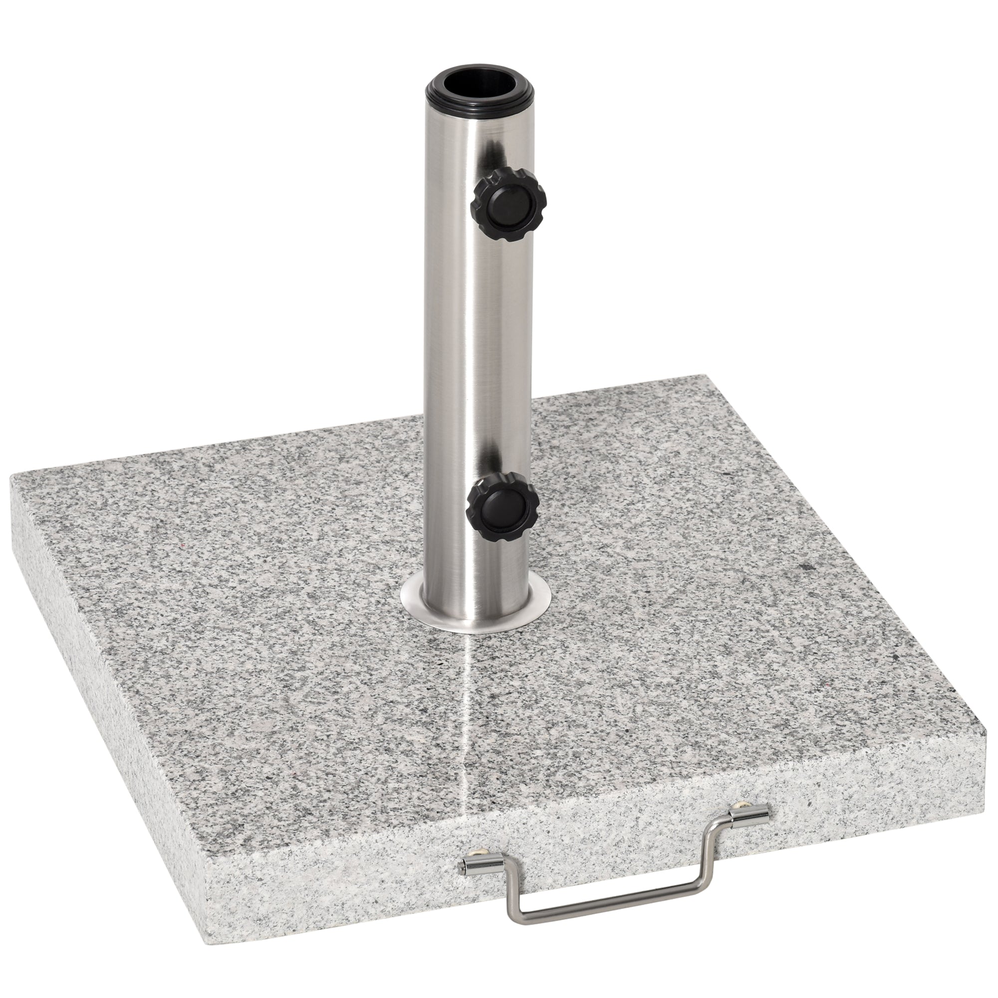 28kg Garden Umbrella Base Marble Parasol Holder with Wheels and Handle - Hemp Gray
