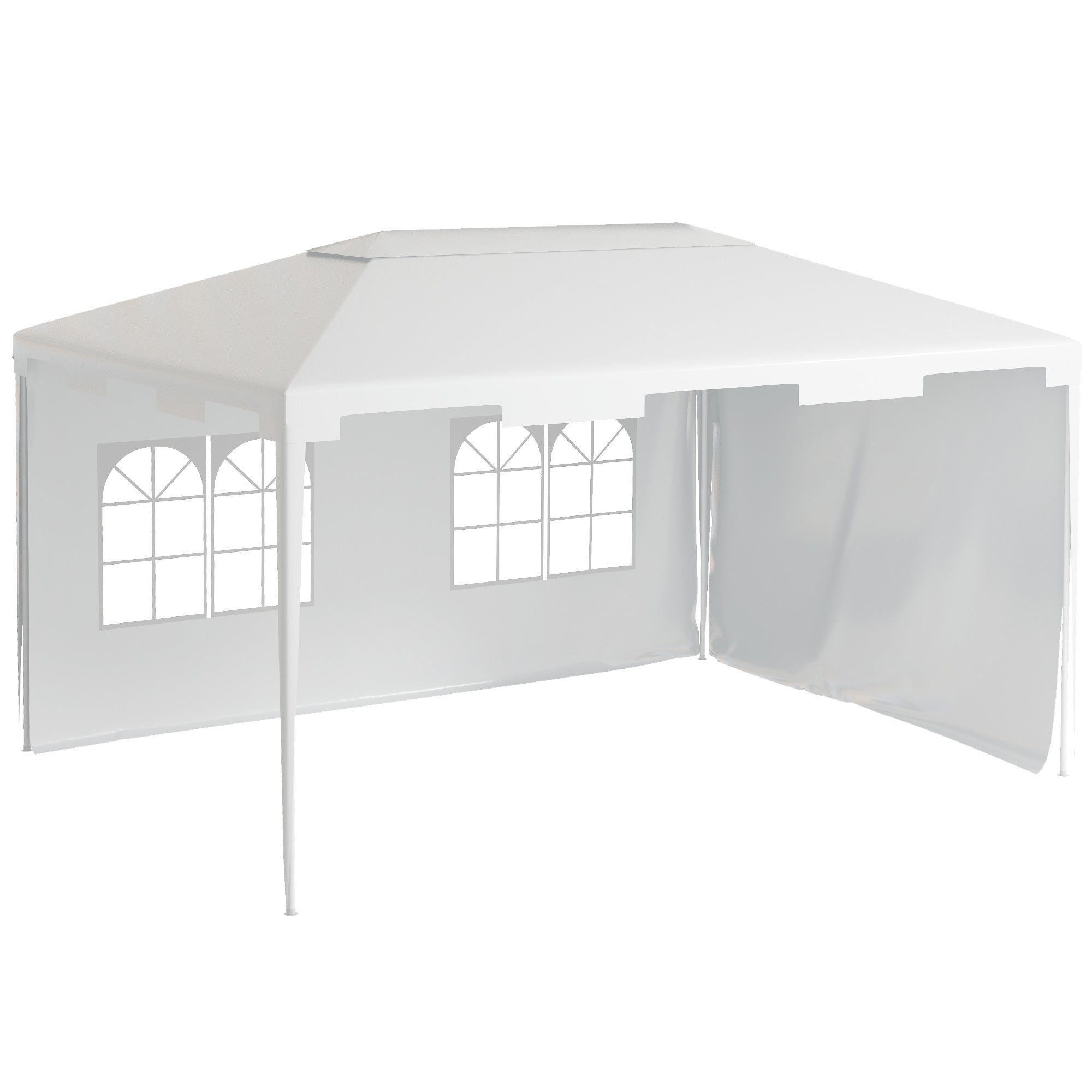 3 x 4 m Garden Gazebo Marquee Tent with 2 Sidewalls for Patio Outdoor - White