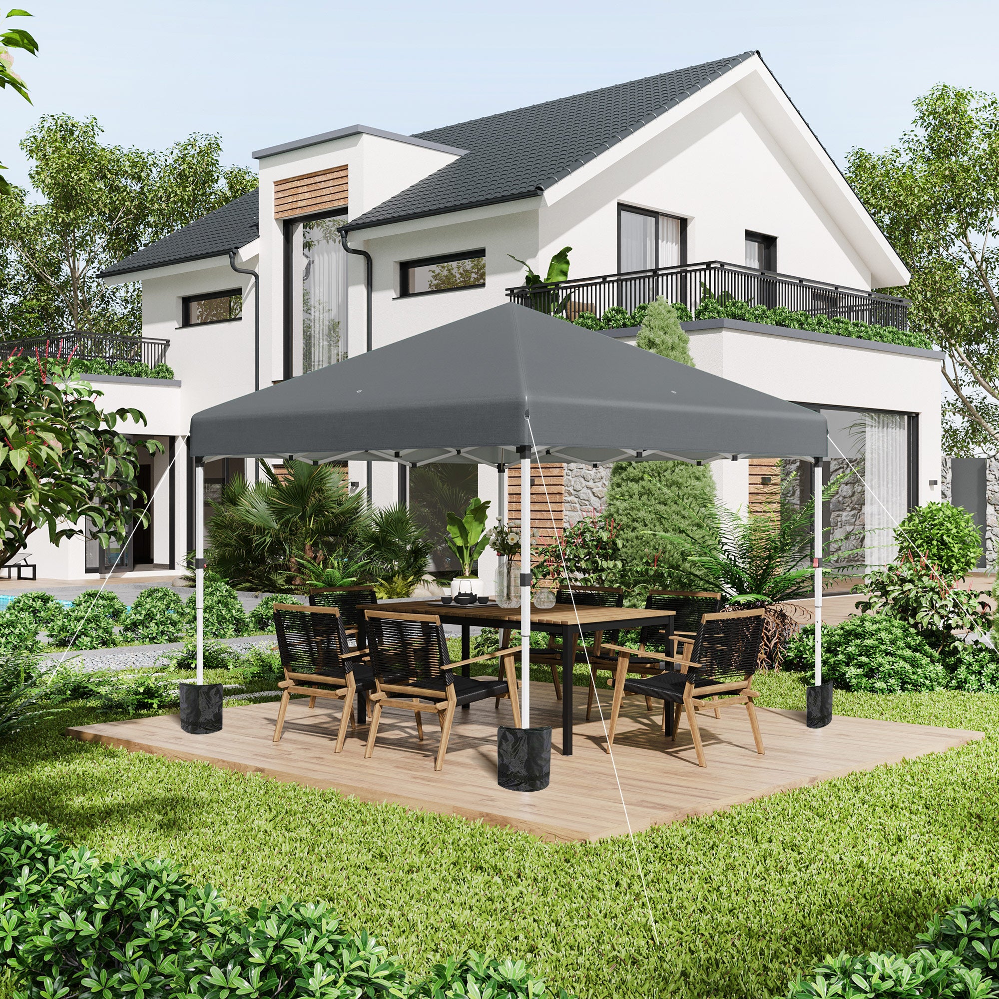 3 x 3 Metre Pop Up Gazebo Set with Sidewalls and Carry Bag - Dark Grey