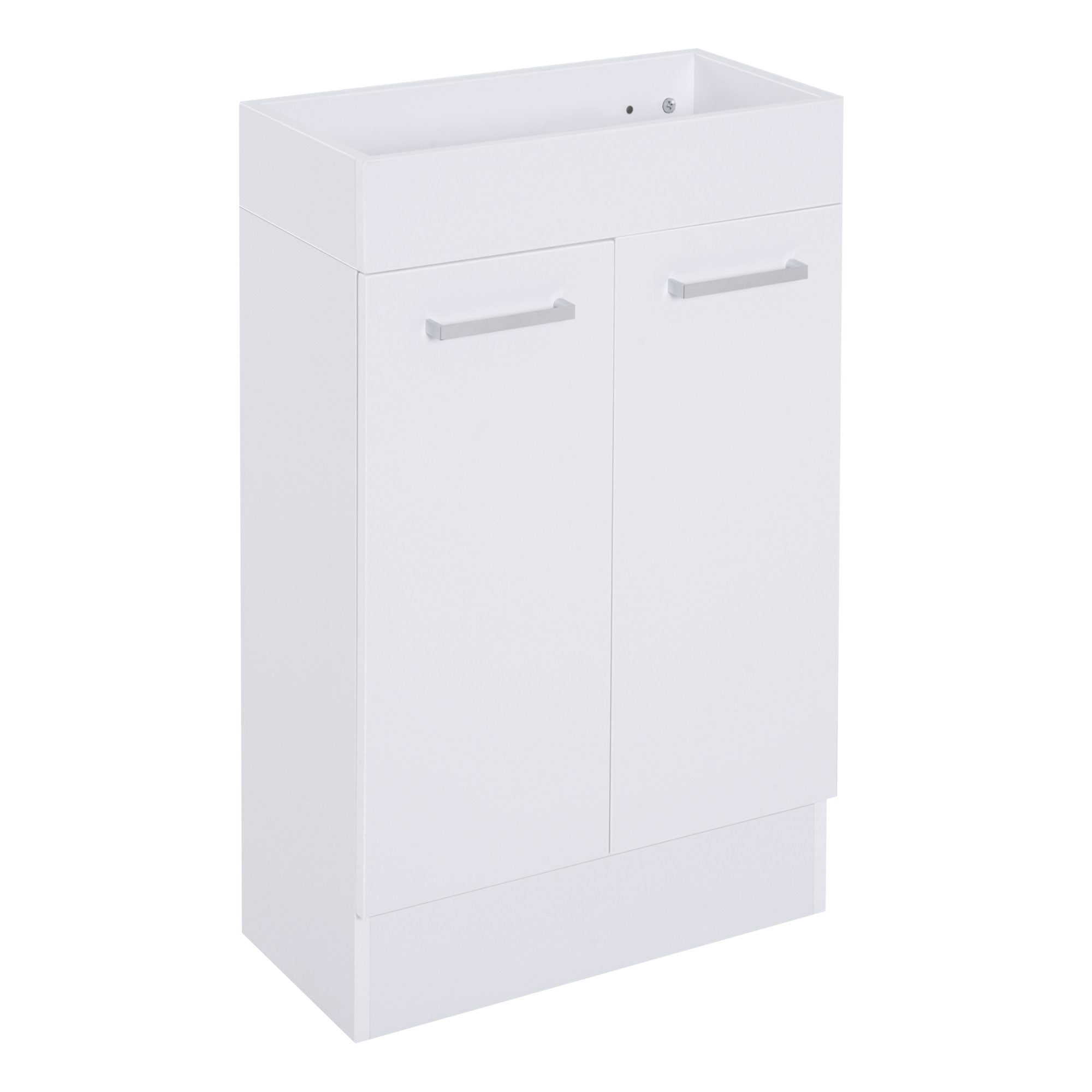 Compact Freestanding Bathroom Vanity Unit with Ceramic Basin - White