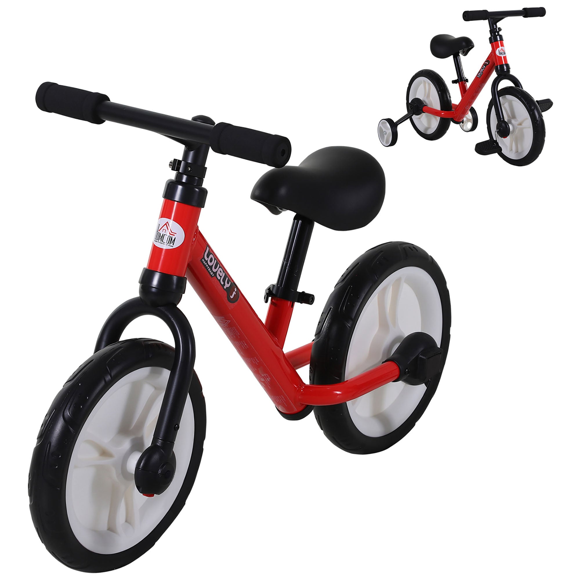 PP Toddlers Removable Stabiliser Balance Bike for Safe Learning - Red