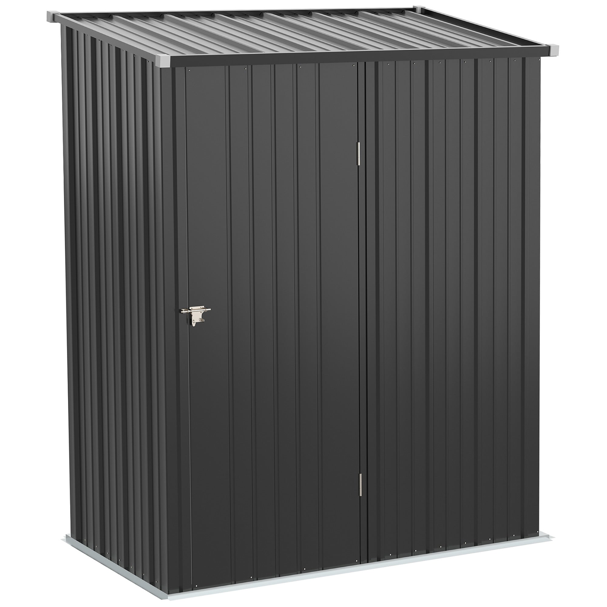 5.3ft x 3.1ft Metal Garden Storage Shed with Single Door - Black