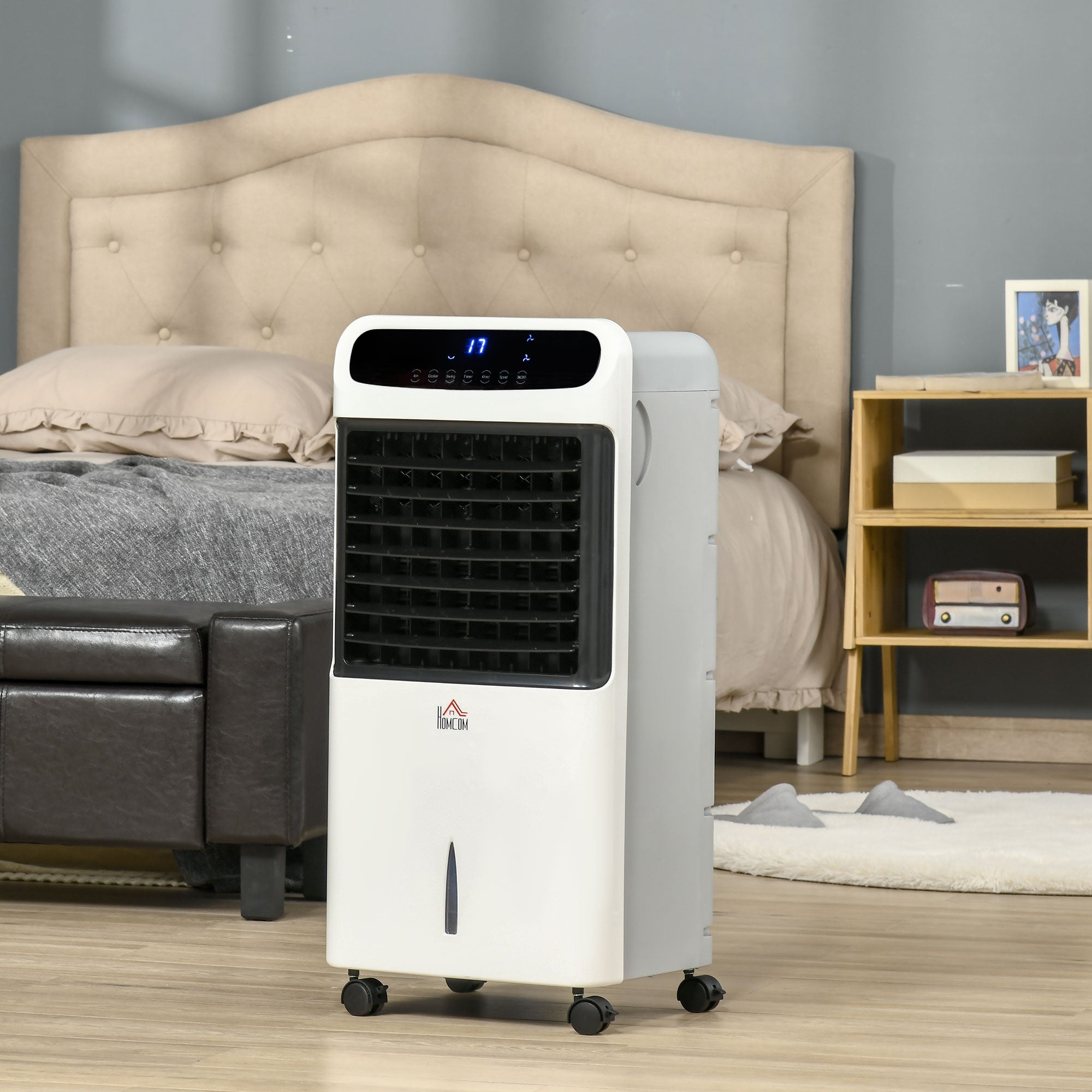 32 Inch Mobile Air Cooler with Remote Control - White