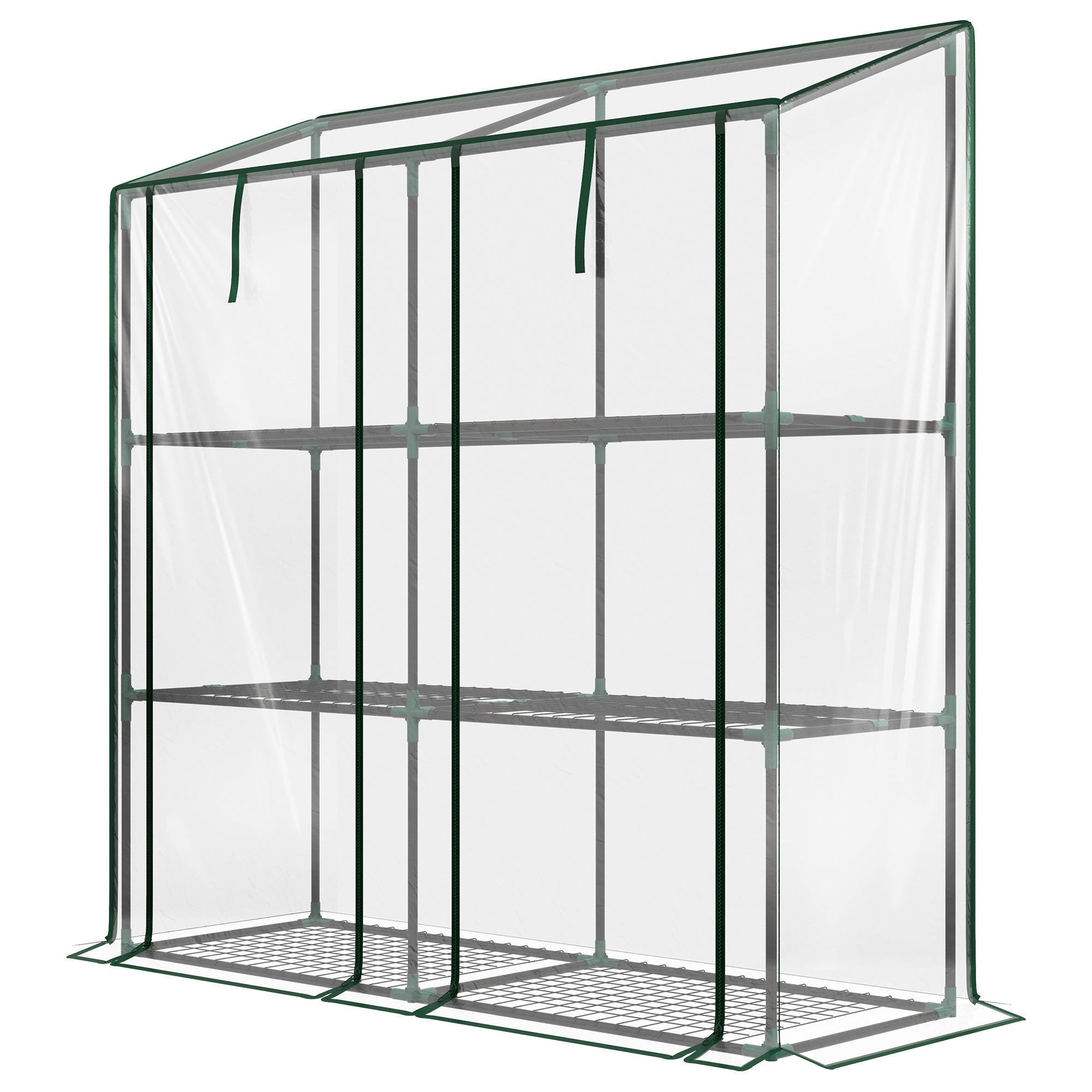 3 Tier Mini Greenhouse with Reinforced Cover and Wire Shelves - Clear