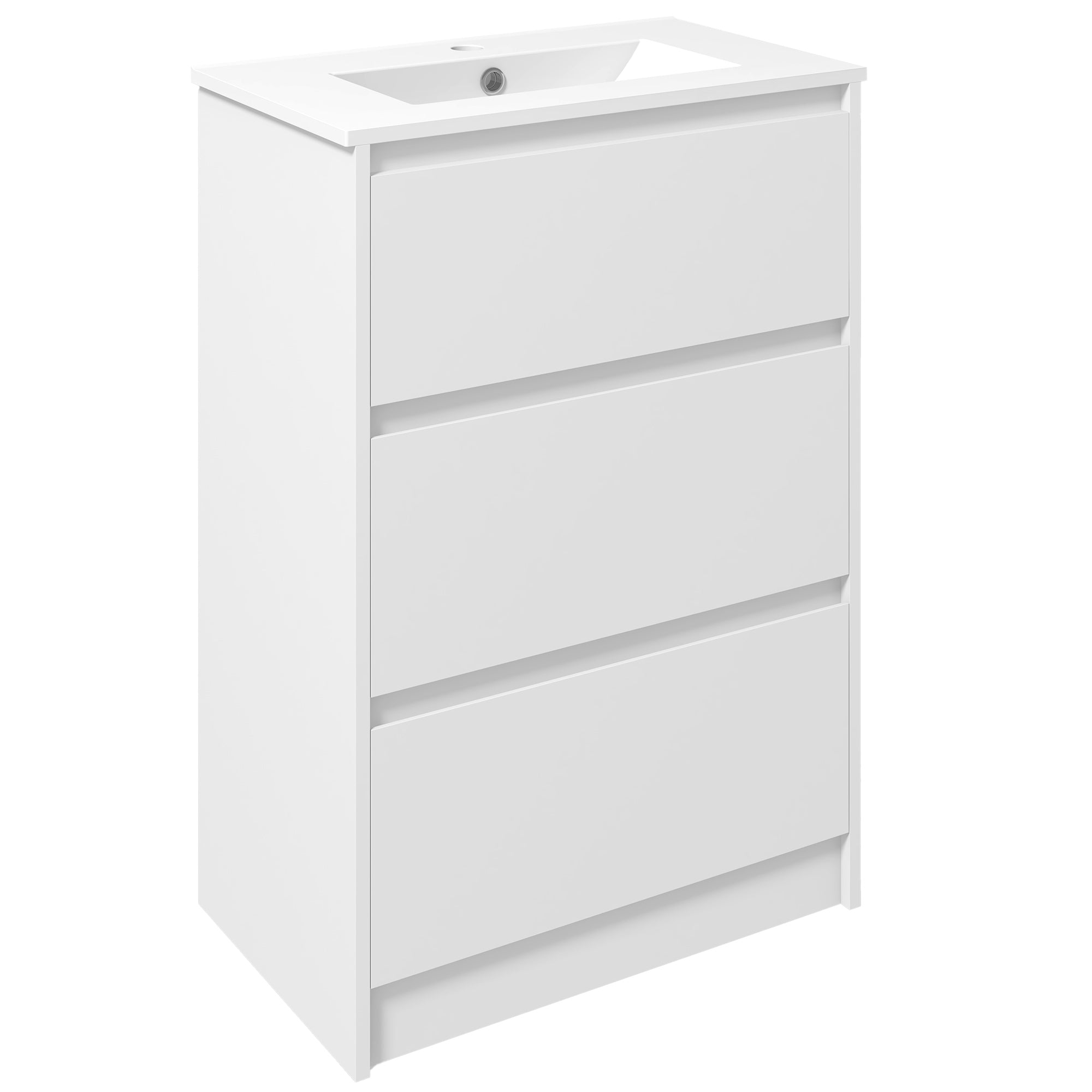 600mm High Gloss White Bathroom Vanity Unit with Basin and Drawers