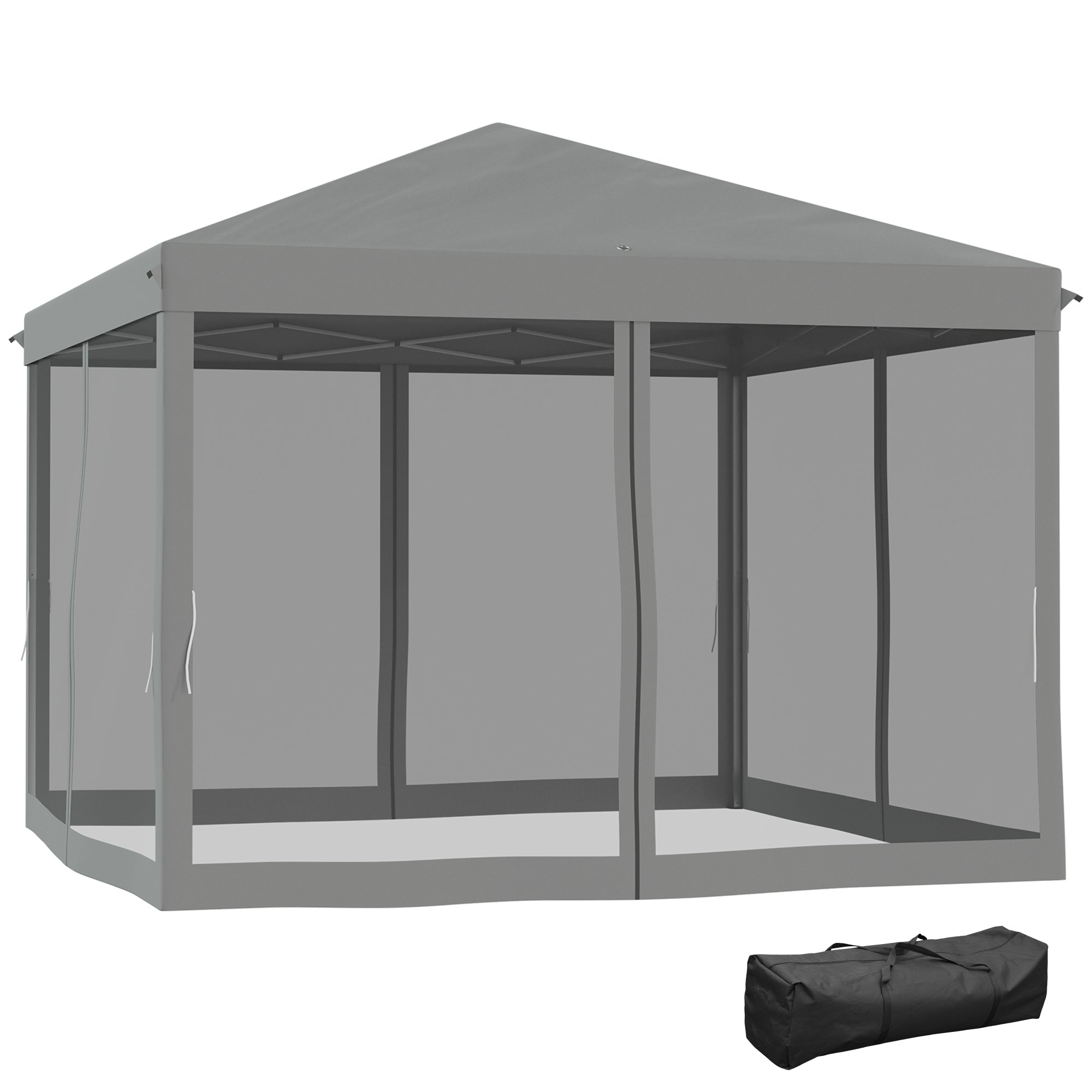 3 Piece Pop Up Garden Gazebo Set with Removable Mesh Walls - Light Grey