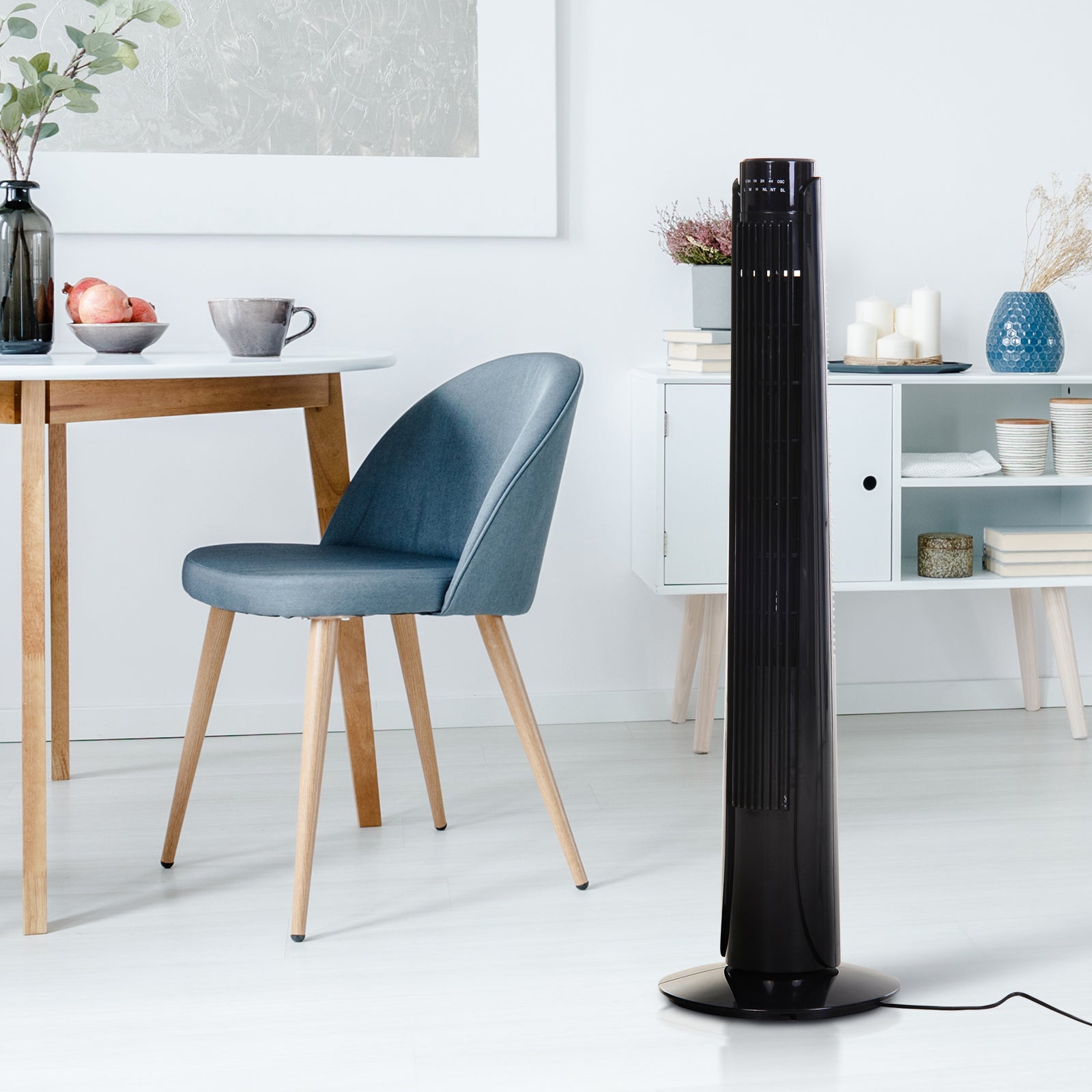 36" Tower Fan Oscillating 3 Speeds w/ Remote Control Timer Moving Head Quiet Operation Home Office Bedroom Black - 92H cm