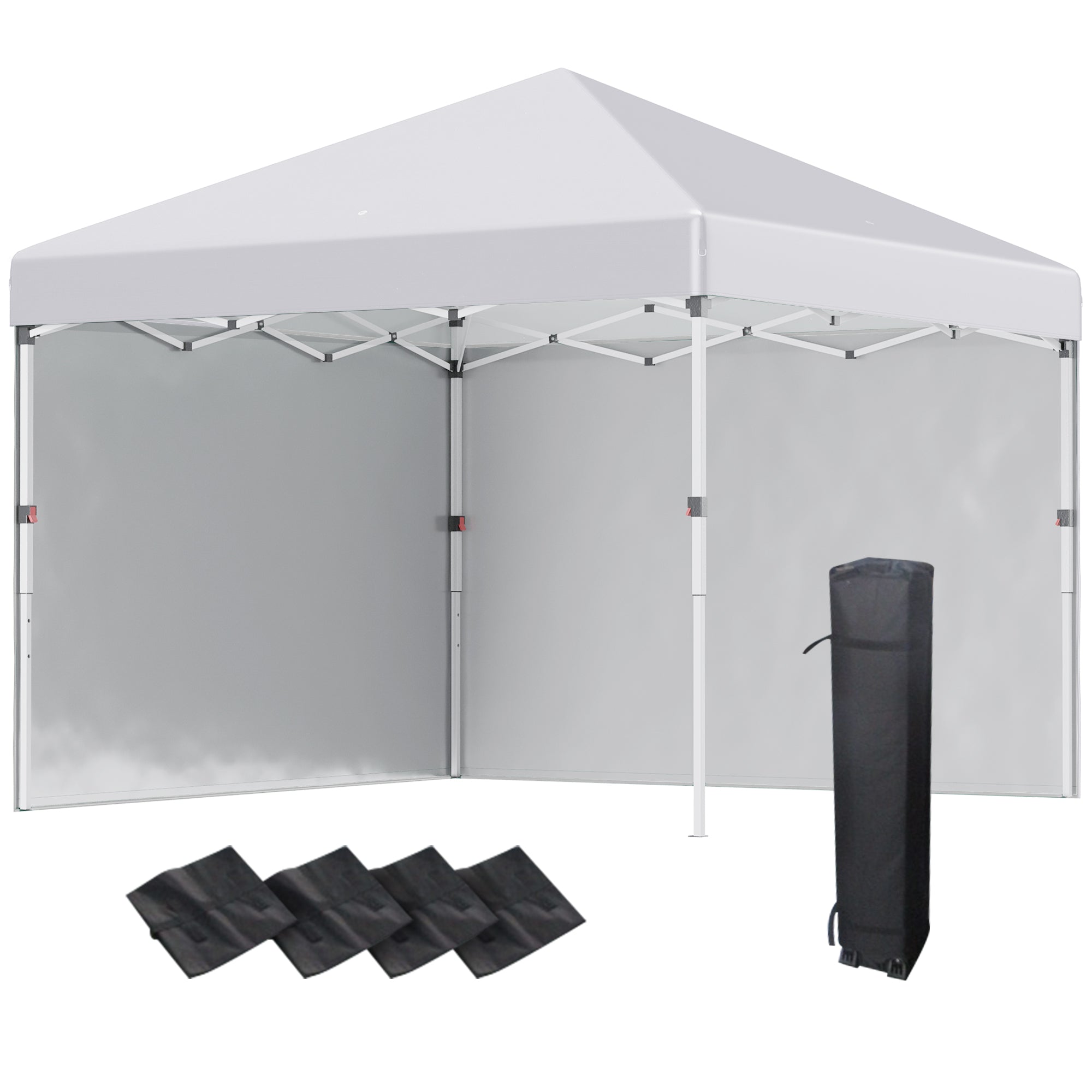 3x3 Metre Pop Up Gazebo Set with Sidewalls and Carry Bag - White