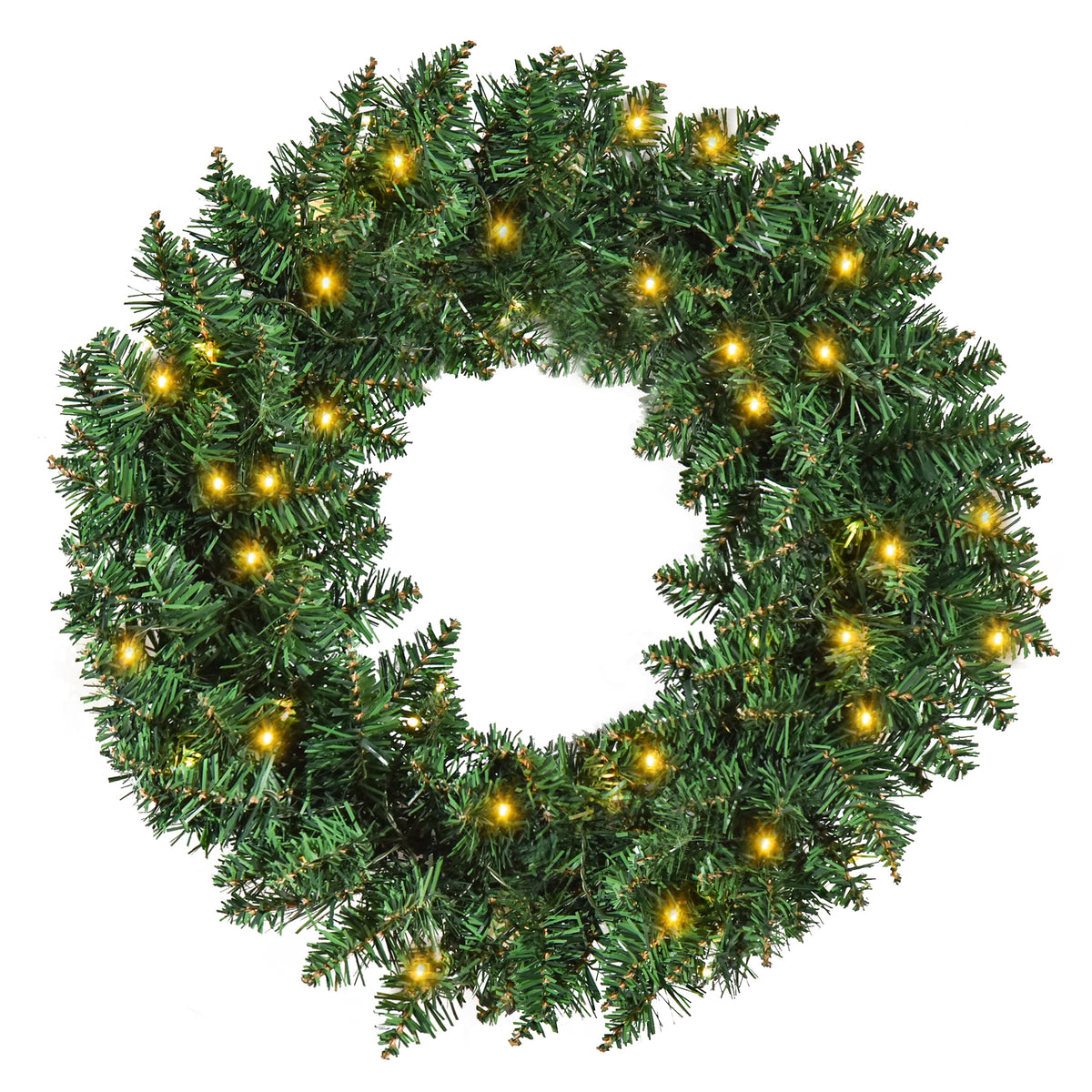 Christmas Wreath Decoration with 50 Warm White LED Lights - Green