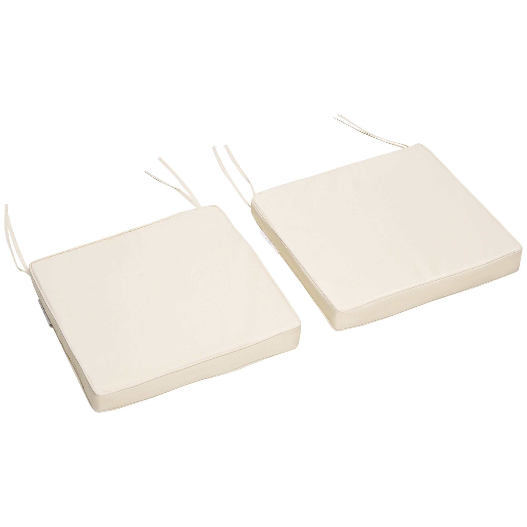 Set of 2 Garden Chair Cushions 45x45 cm with Ties for Outdoor Furniture - Cream White