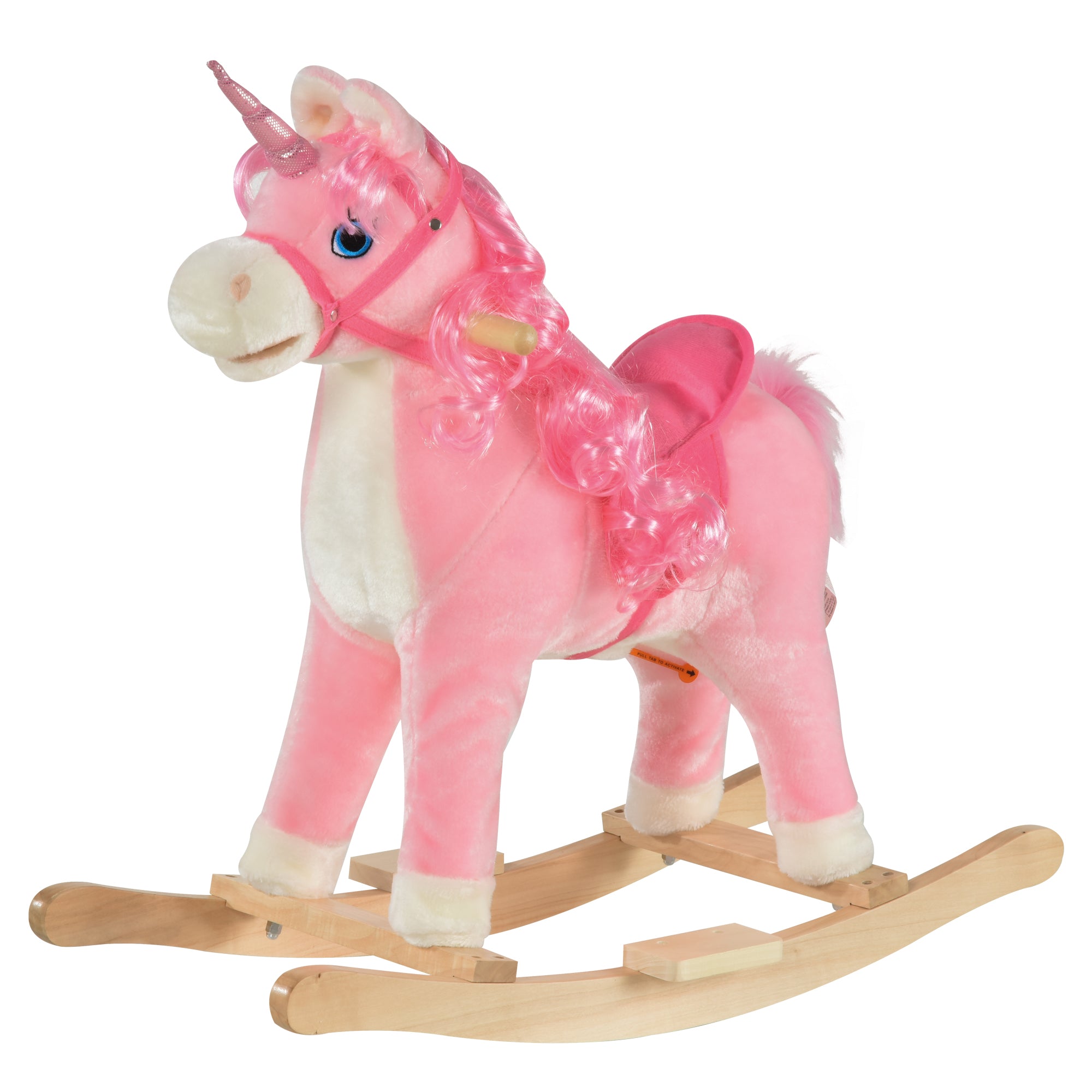 Kids Plush Unicorn Rocking Ride-On with Sound - Pink