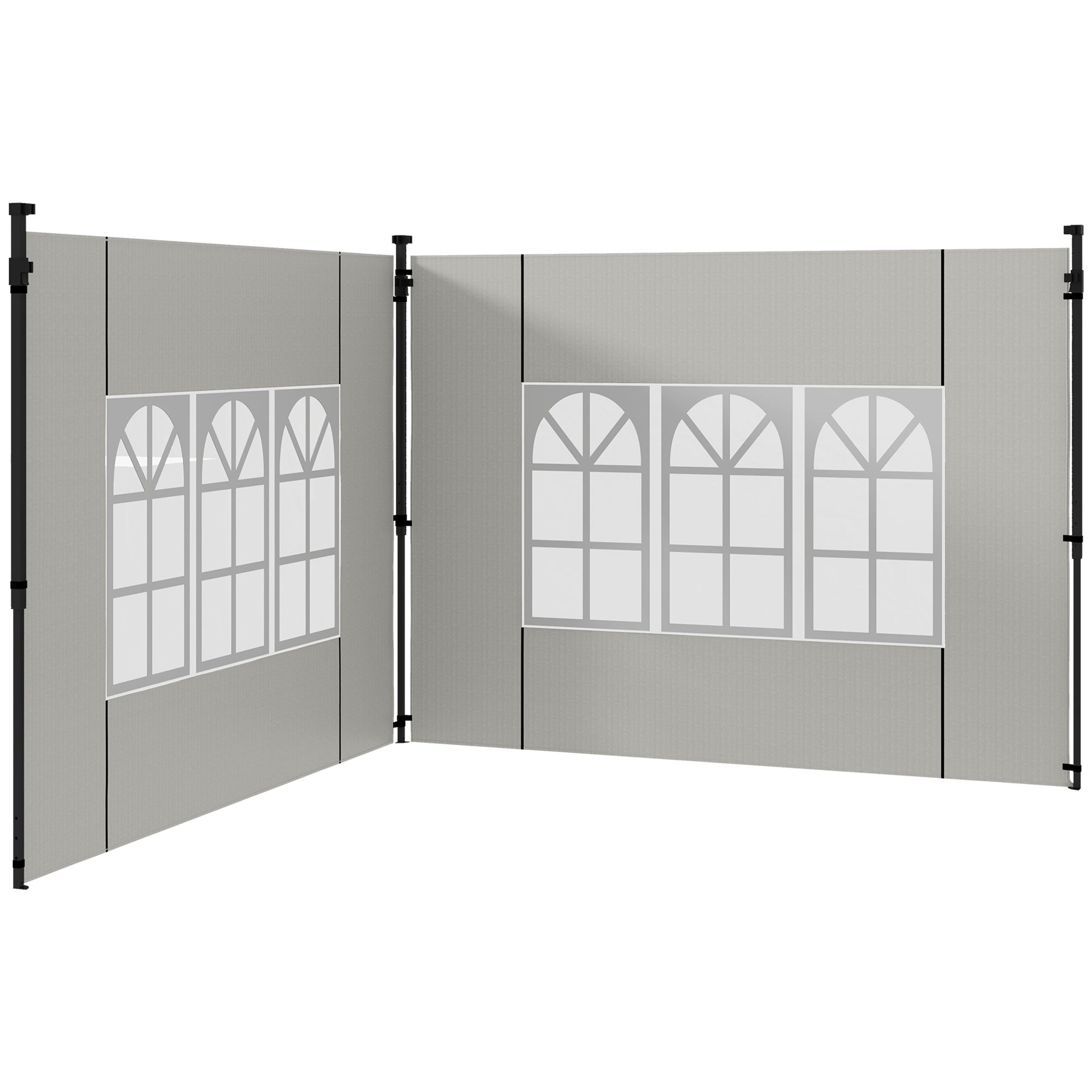2 Pack Gazebo Side Panels with Window for 3x3m & 3x6m Canopy - White