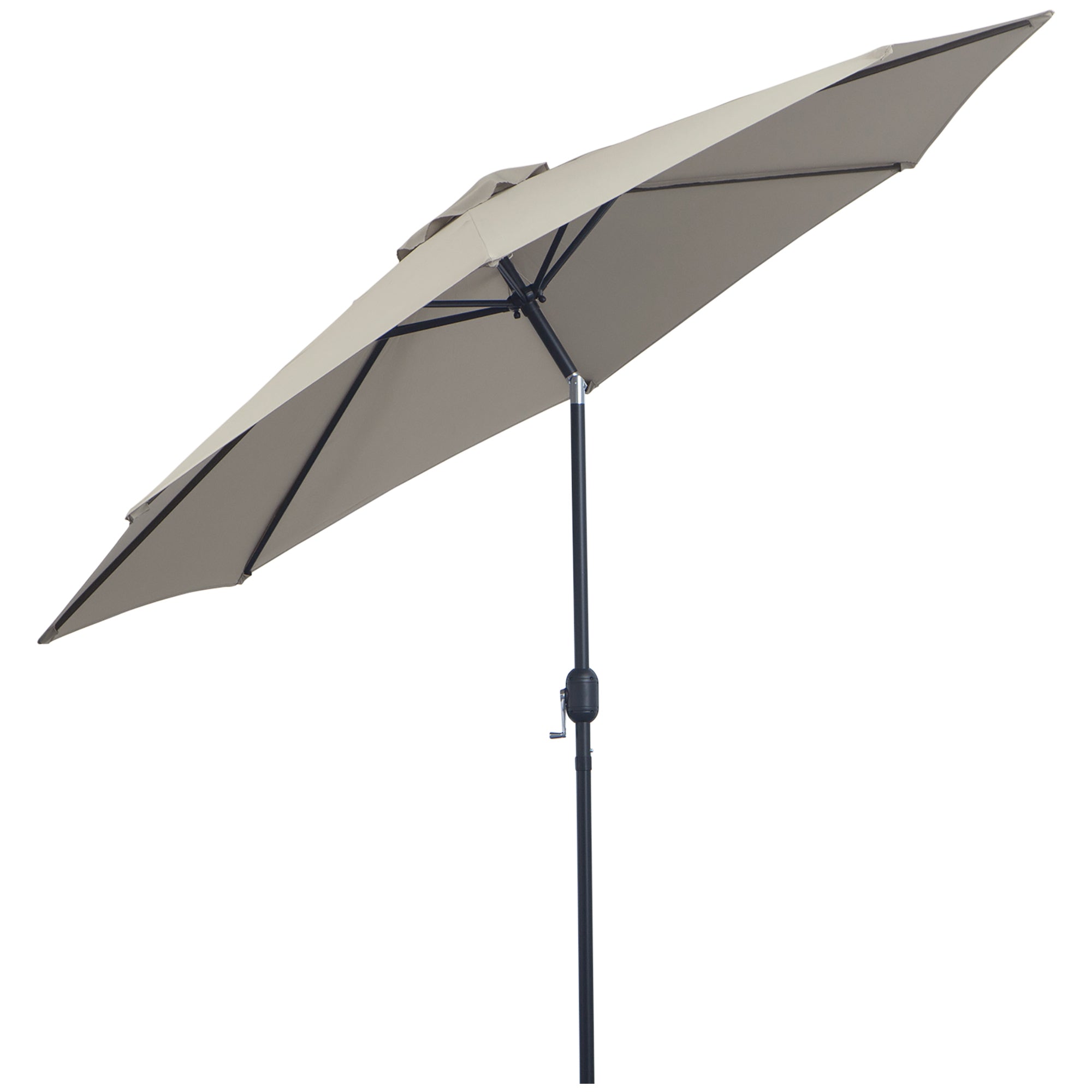 3 Metre Tilting Garden Parasol with Crank Handle and Steel Frame - Light Grey