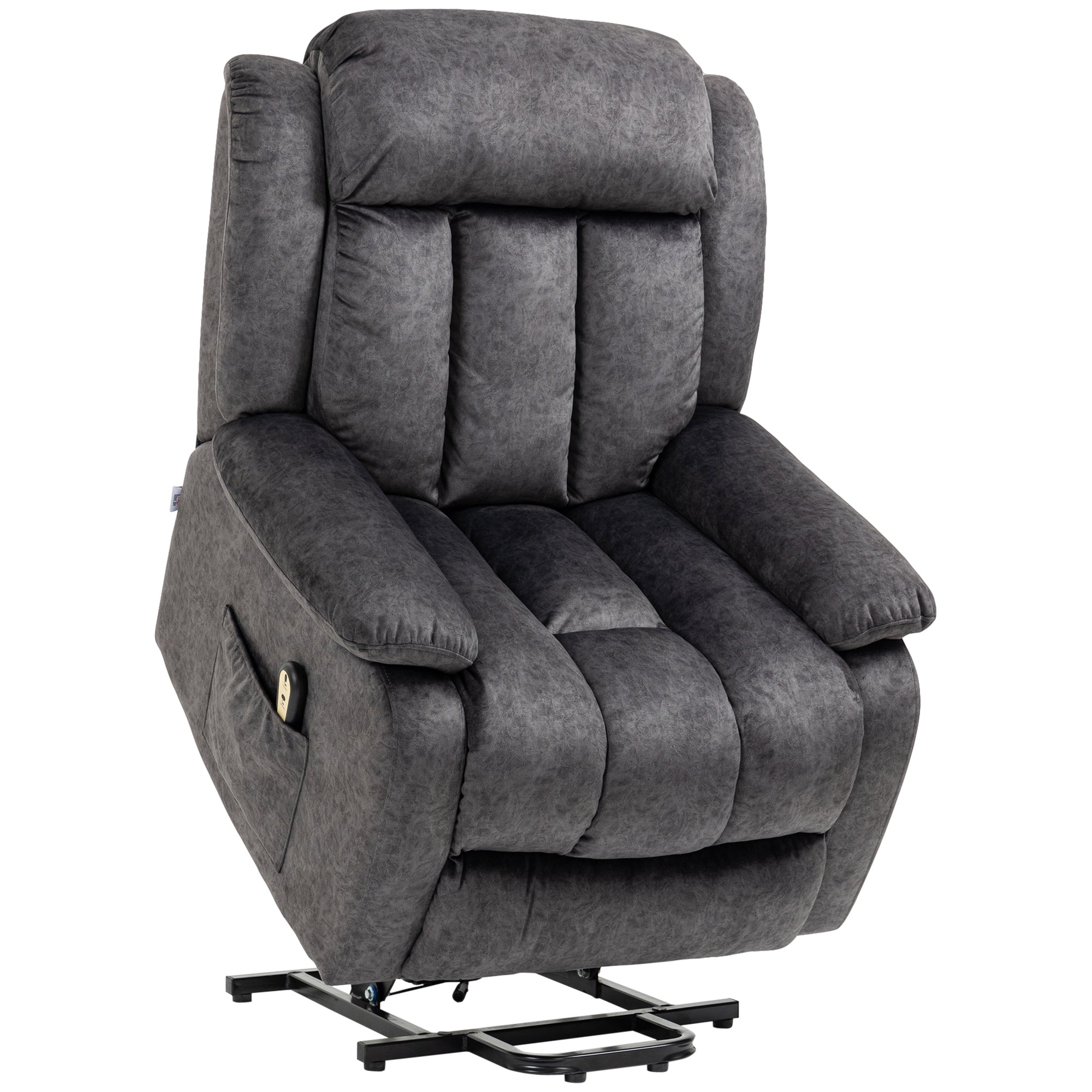 Power Lift Riser Recliner Chair with Footrest – Grey Microfibre Upholstery
