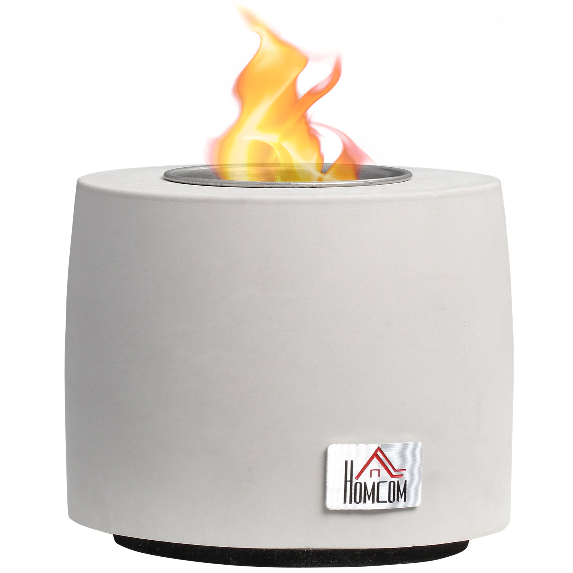 Tabletop Fire Pit, Indoor Fire Pit 12.5cm Table Top FirePit Bowl, Alcohol Fueled Concrete Firepit, Cylindrical Mini FirePit Balcony Decor Grey