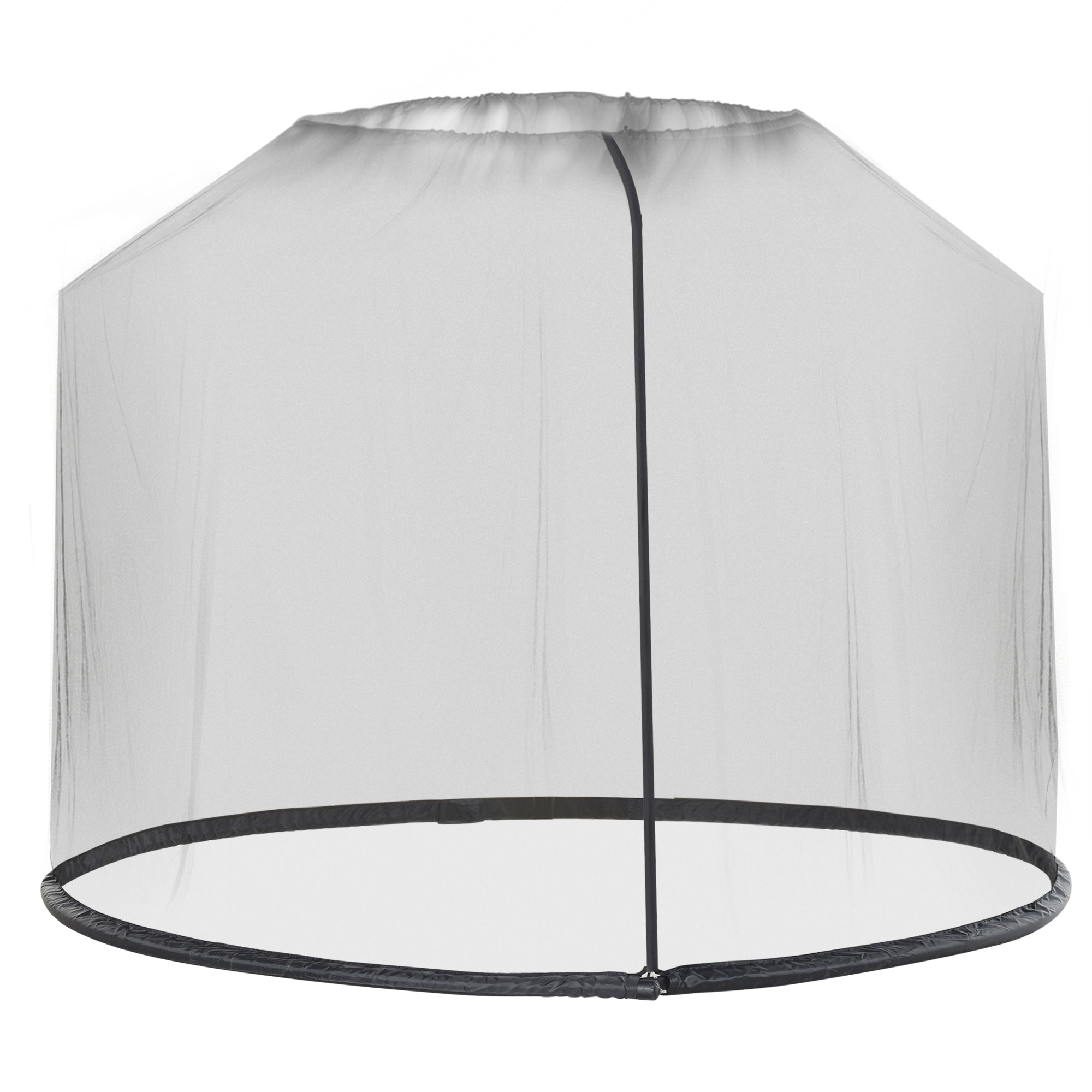 2.3m Outdoor Mosquito Net Umbrella Screen with Zipped Door - Black