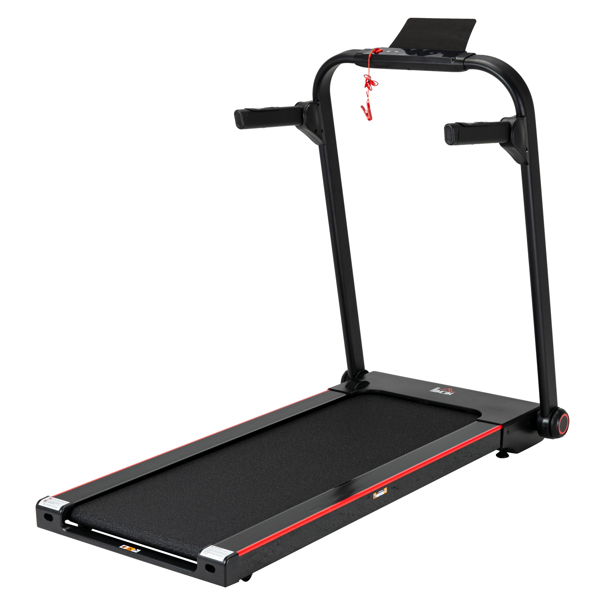 750W Folding Electric Treadmill with LED Monitor and Safety Button - Black