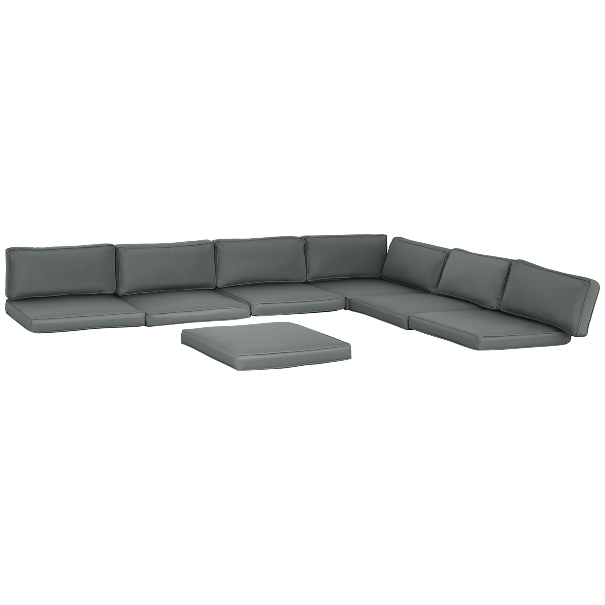 14-Piece Replacement Cushions Set for 7-Seat Rattan Outdoor Furniture - Grey