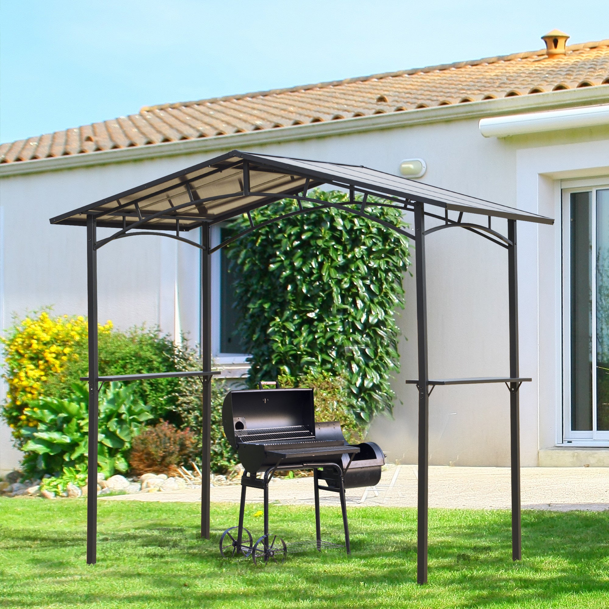 8ft Outdoor BBQ Gazebo Tent with Aluminium Frame and Hardtop Roof