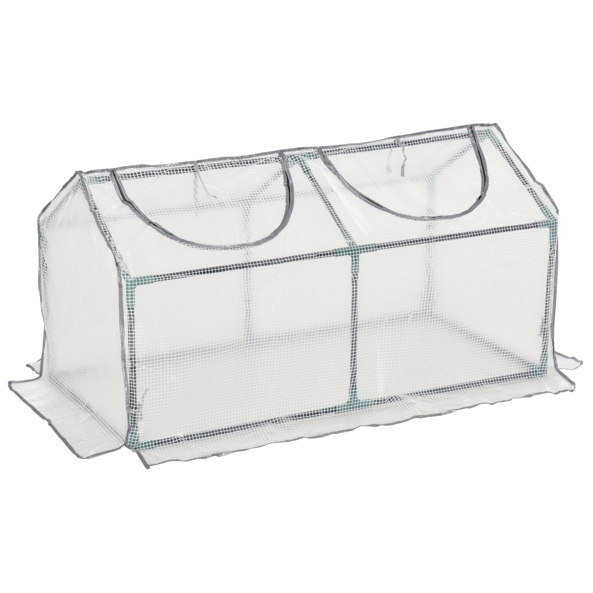 Mini Greenhouse Planter with Zipper and Roll-Up Windows - White