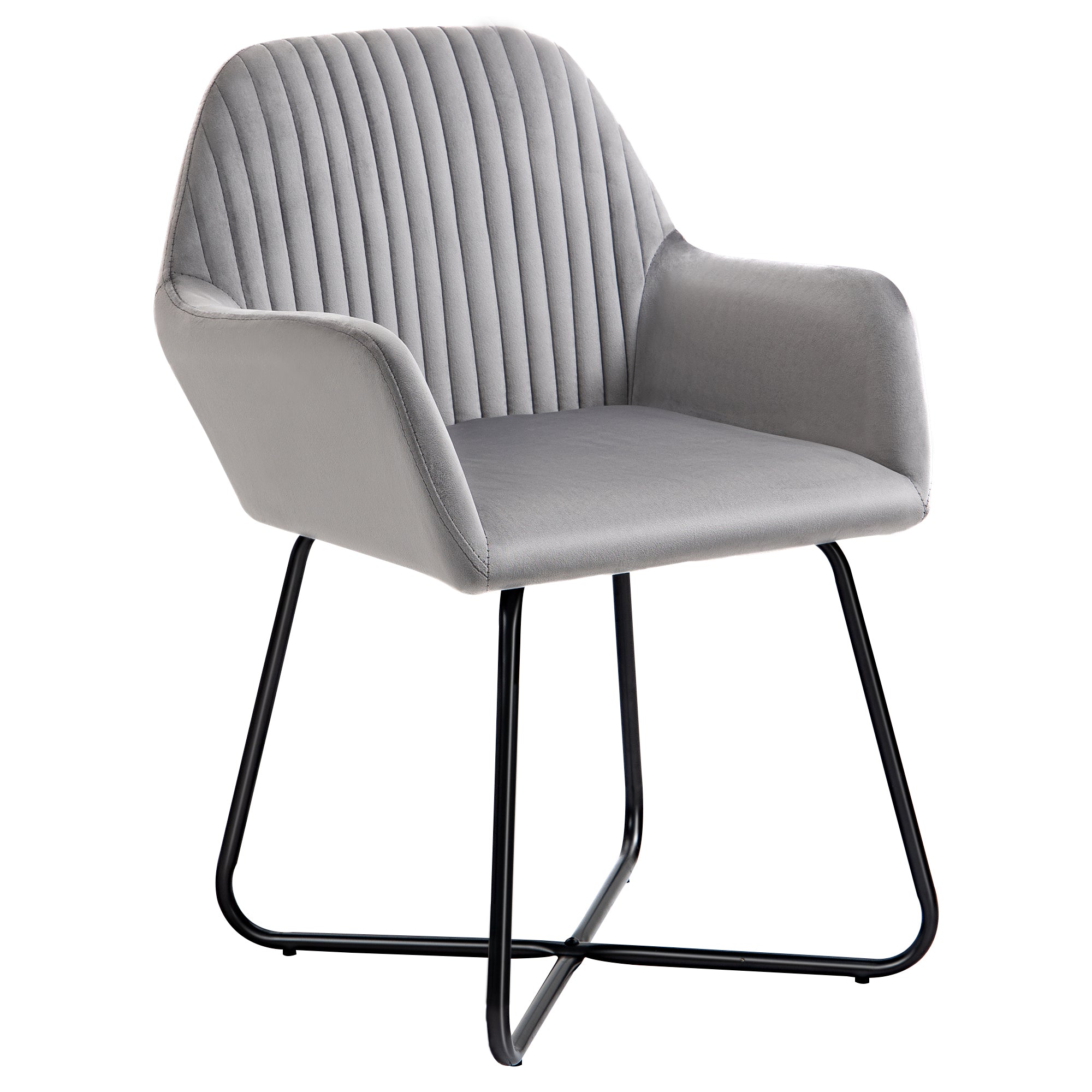 Modern Upholstered Accent Chair with Metal Base for Stylish Living Room - Grey