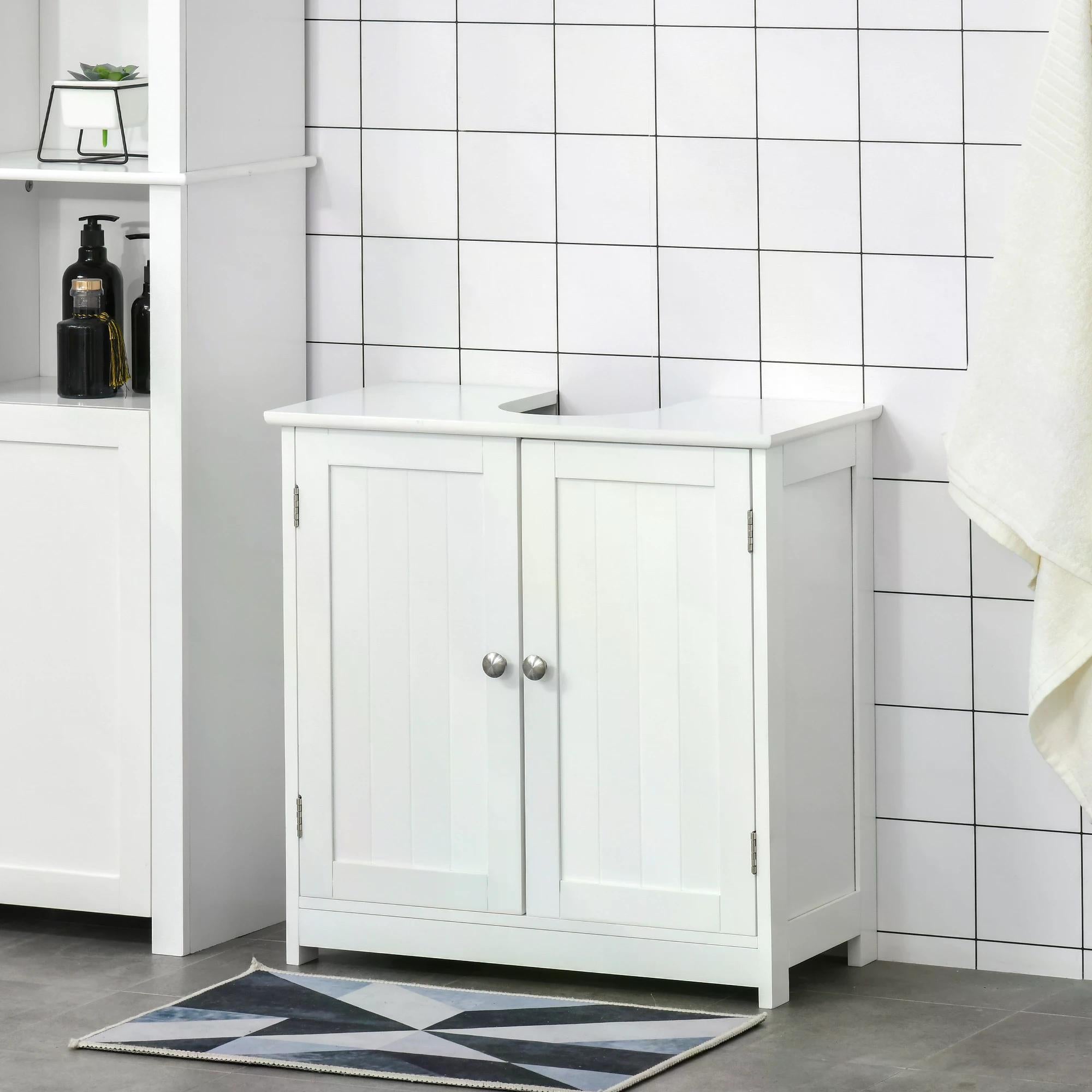 Under Sink Storage Cabinet with Adjustable Shelves 60x60x30cm - White