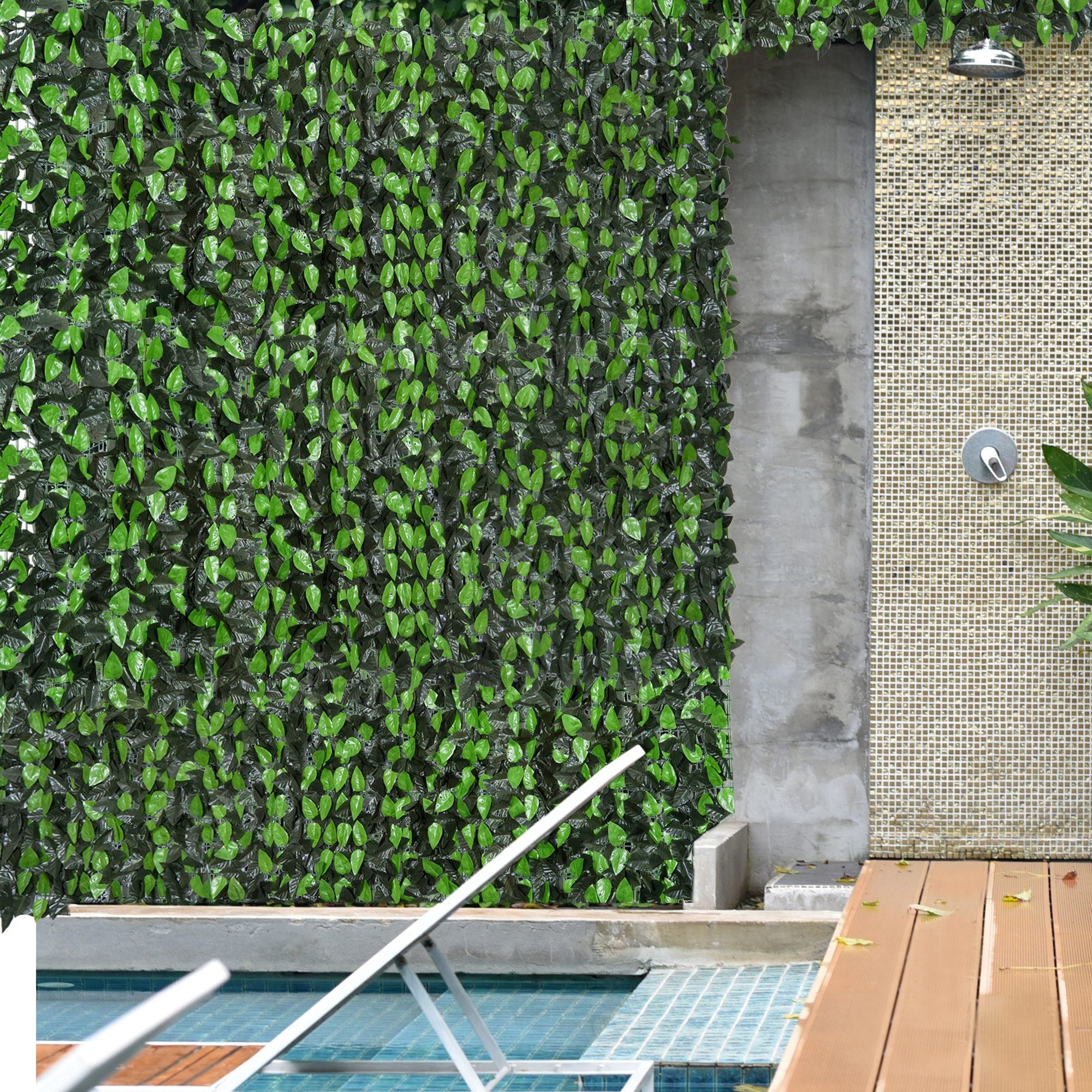 3 Metre Artificial Leaf Hedge Screen Privacy Fence Panel Light Green and Dark Green