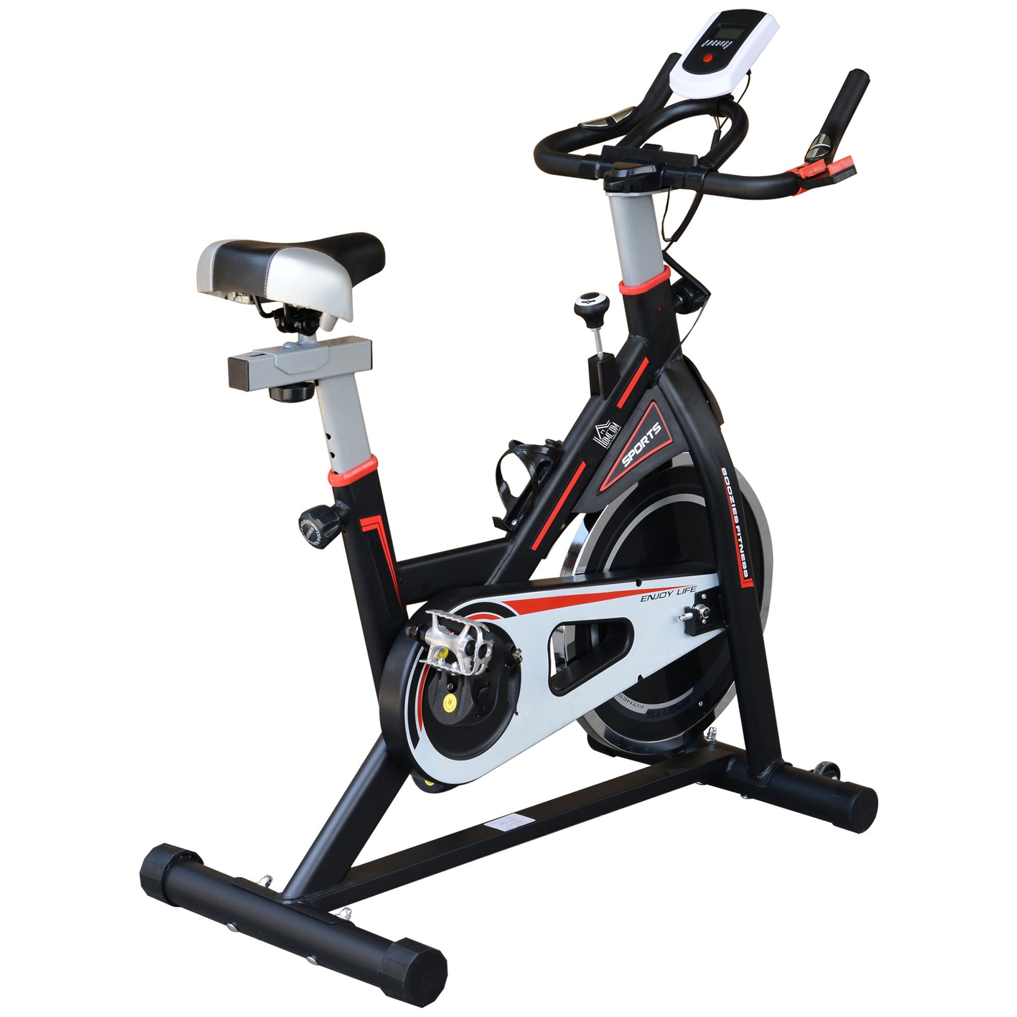 Belt-Driven Exercise Bike with LCD Display and Adjustable Seat - Black