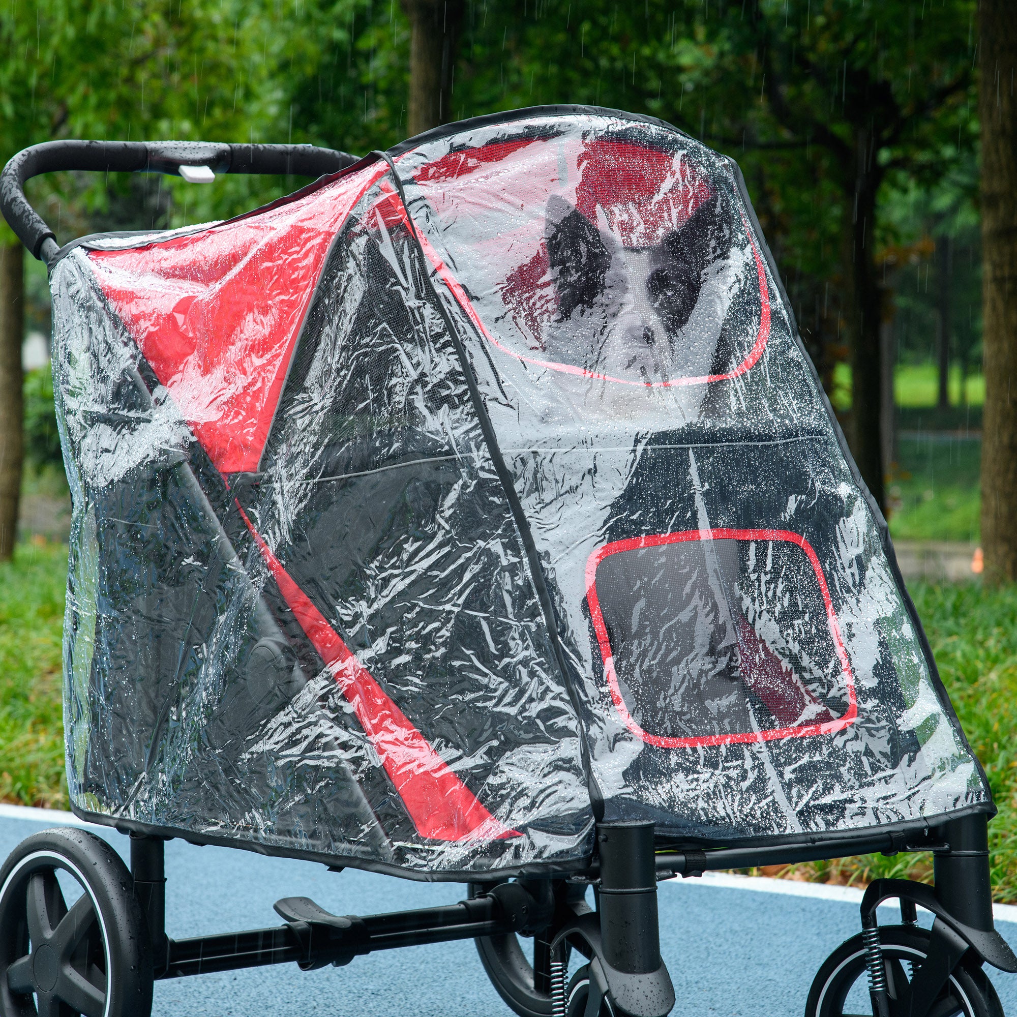 Dog Stroller Rain Cover for Large Medium Dogs with Rear Entry - Transparent