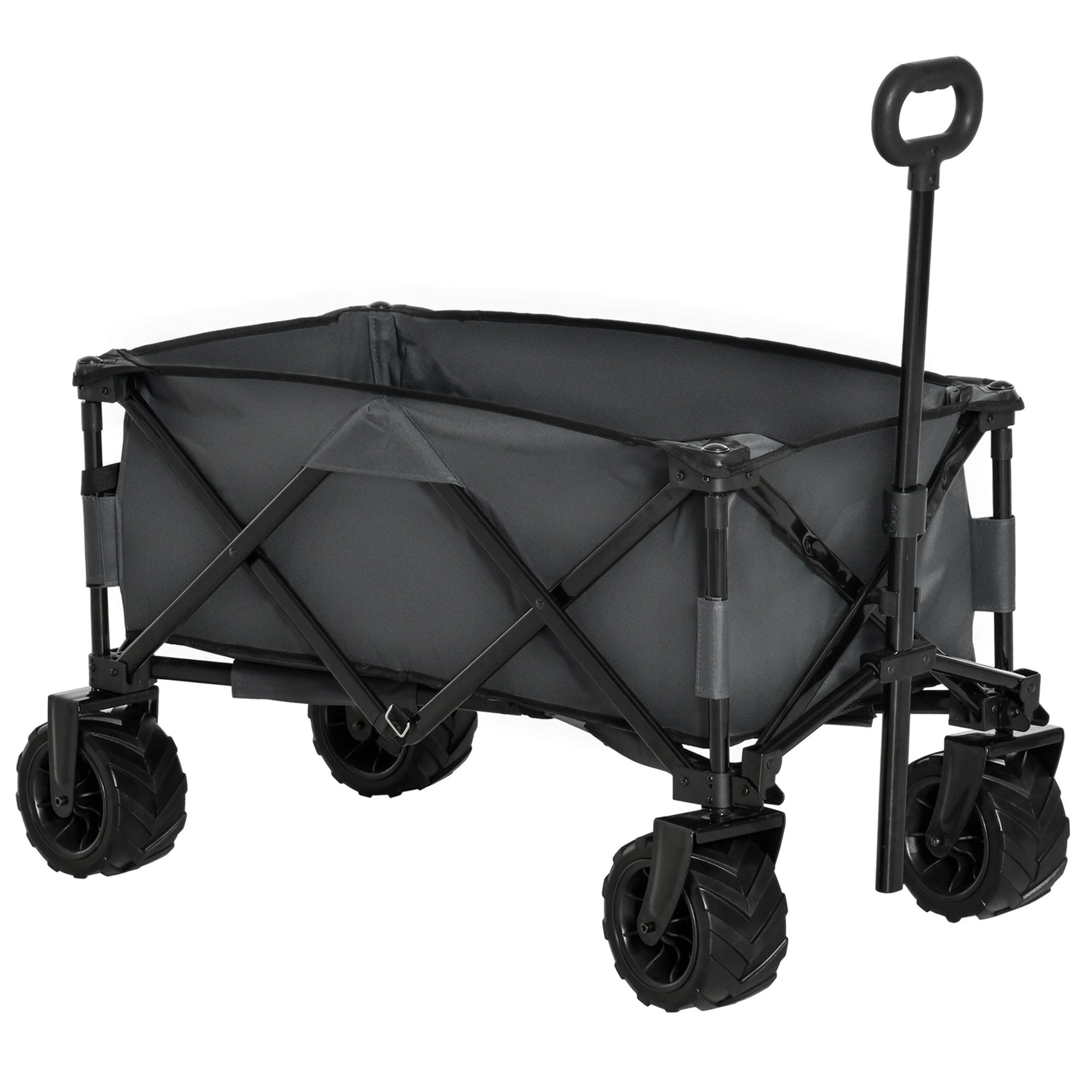 Folding Outdoor Cargo Wagon Cart with Anti-Slip Wheels - Dark Grey