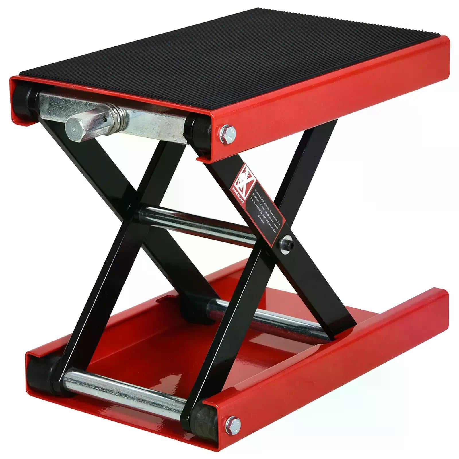 Manual Steel Motorcycle Repair Lift Platform - Red