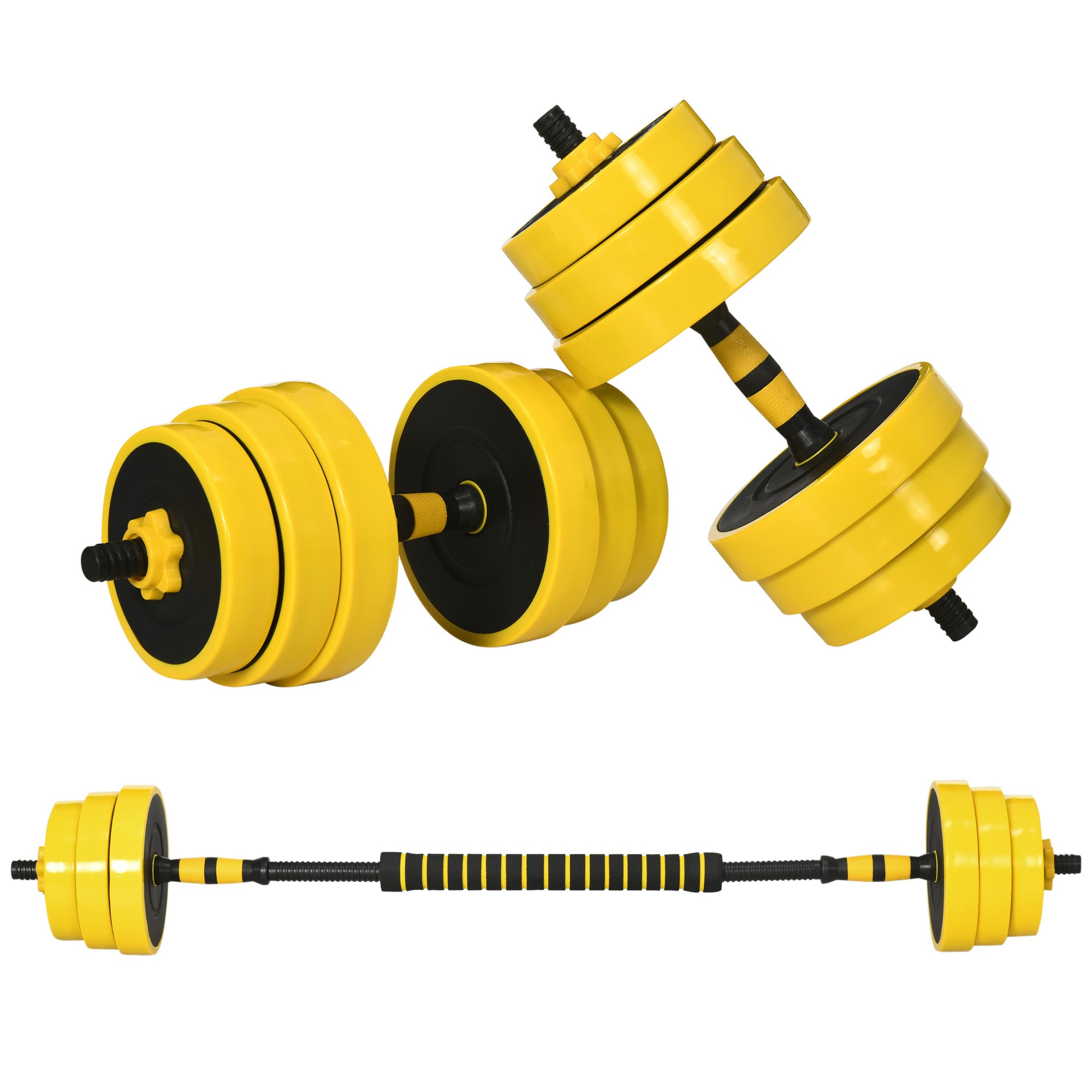 30kg Adjustable Dumbbell and Barbell Set with Ergonomic Bar - Black