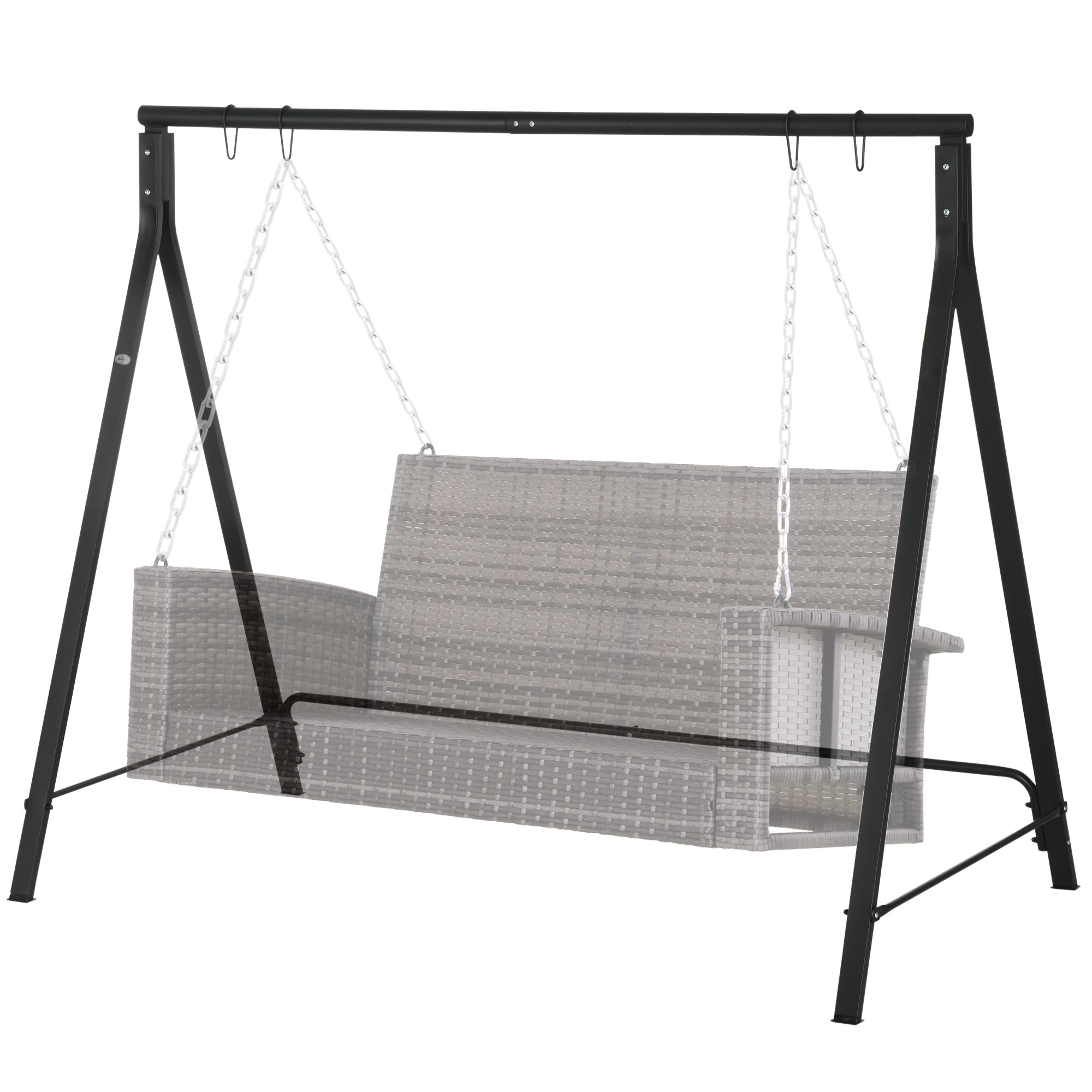 Heavy Duty Metal Porch Swing Stand 240kg Capacity Hanging Chair Frame - Black
