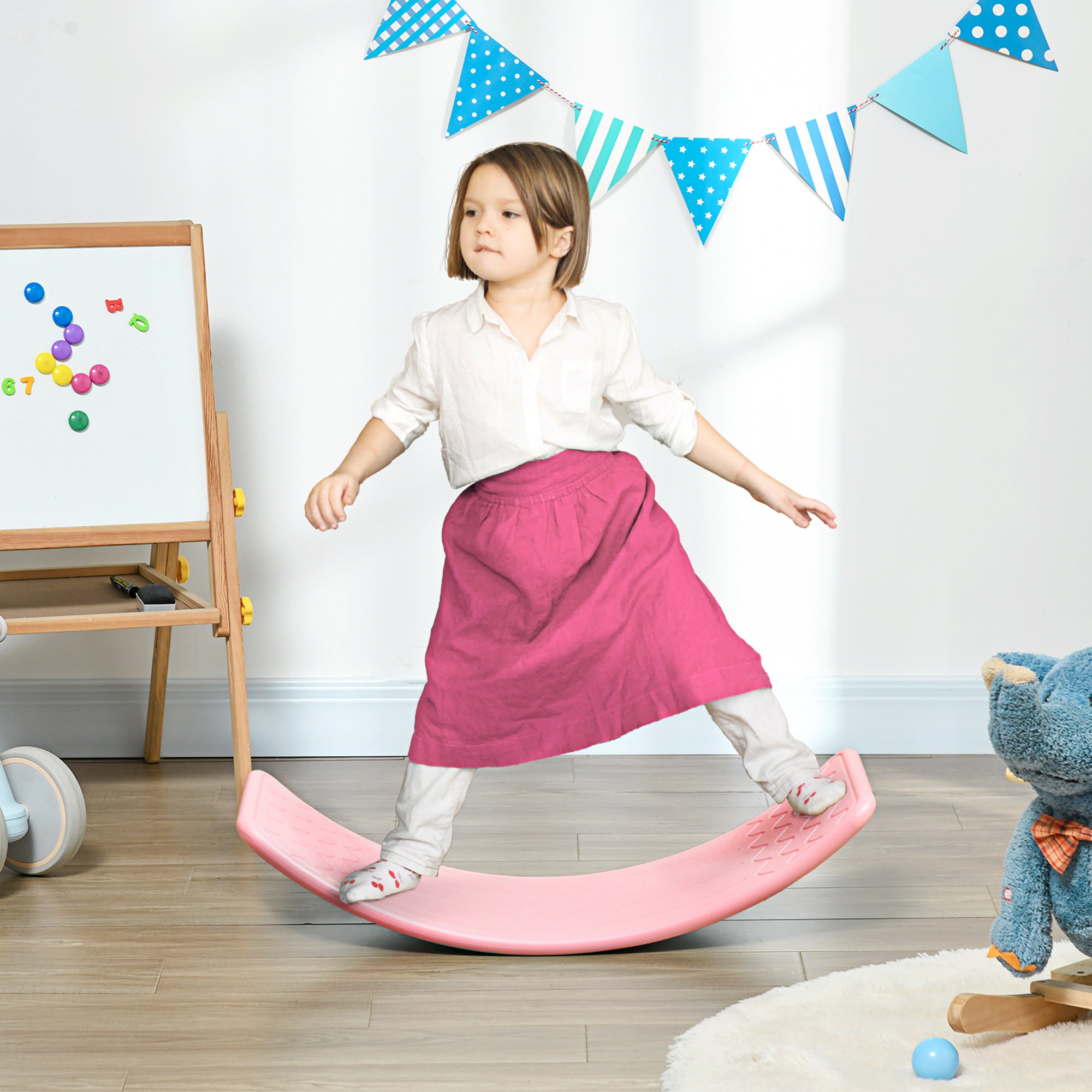 Kids Balance Board for Ages 3-6 Years - Pink Core Strengthener