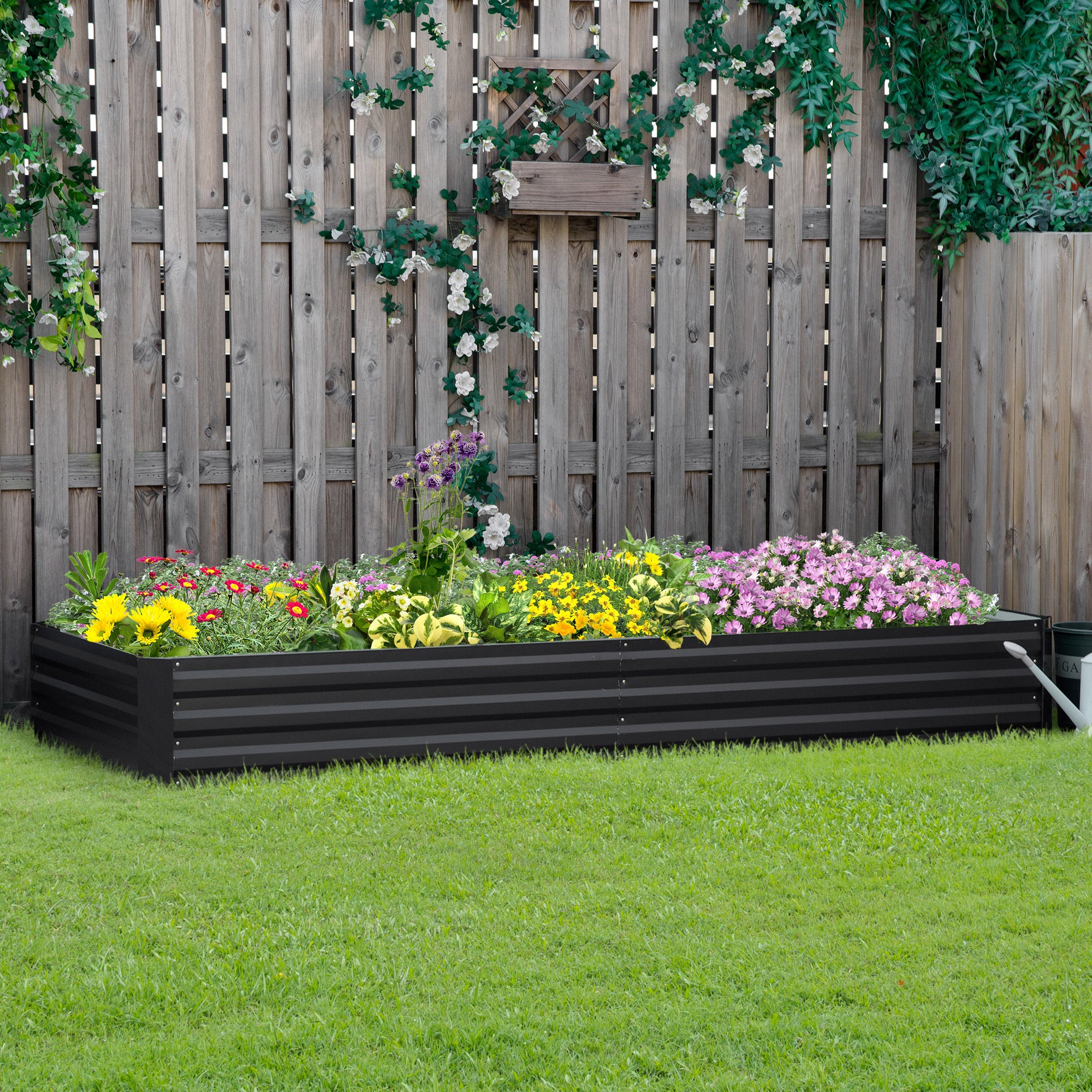 Metal Raised Garden Beds 120x80cm & 241x90.5cm - Grey Galvanised Steel