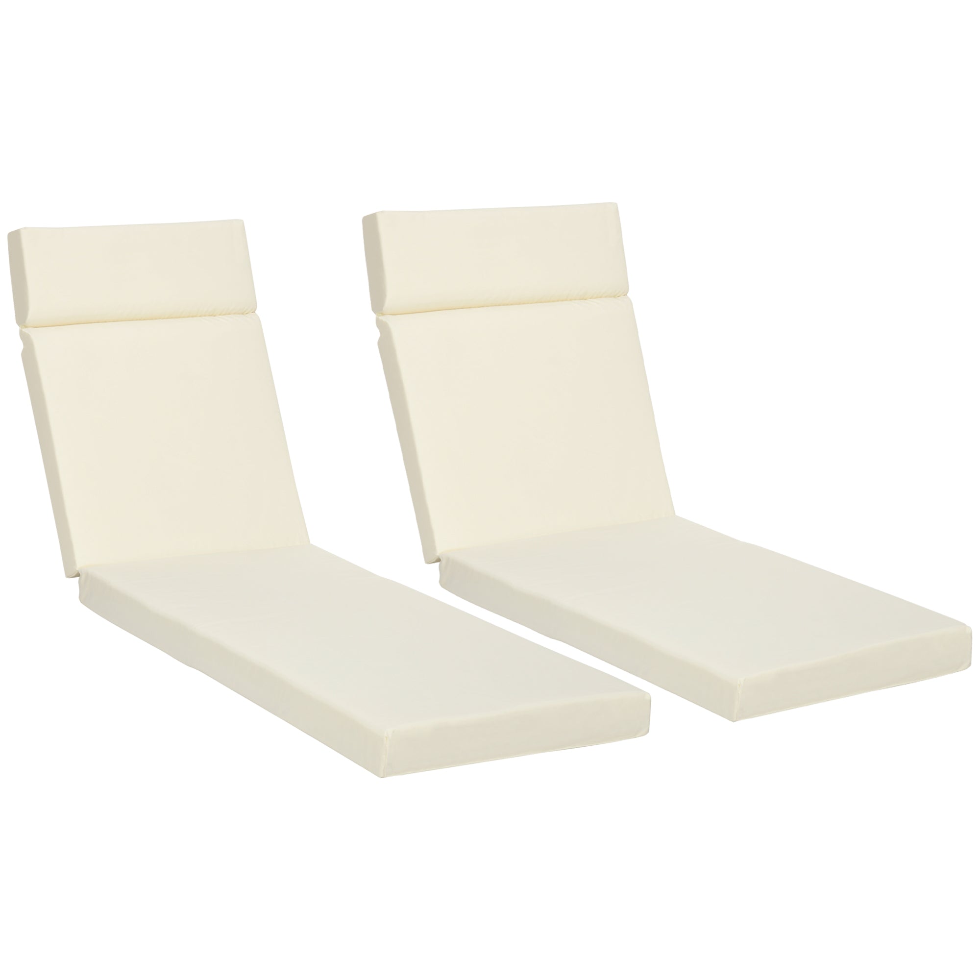 Set of 2 Replacement Sun Lounger Cushions for Rattan Furniture 196 x 55 cm - Cream White