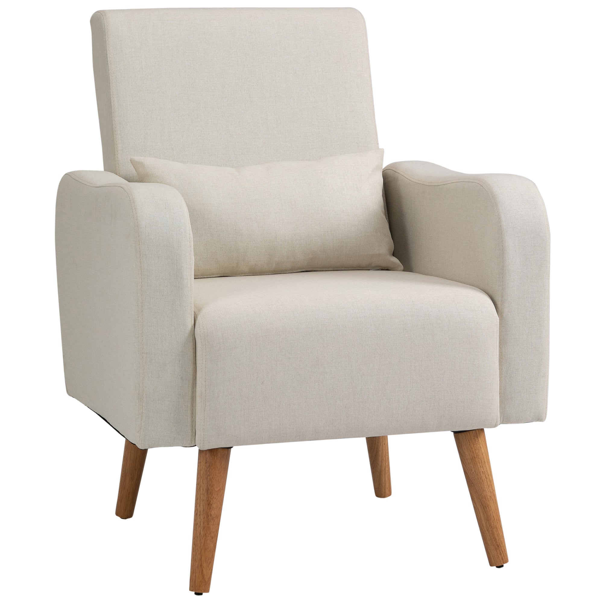 Scandinavian Style Linen-Touch Accent Chair for Ultimate Comfort - Cream