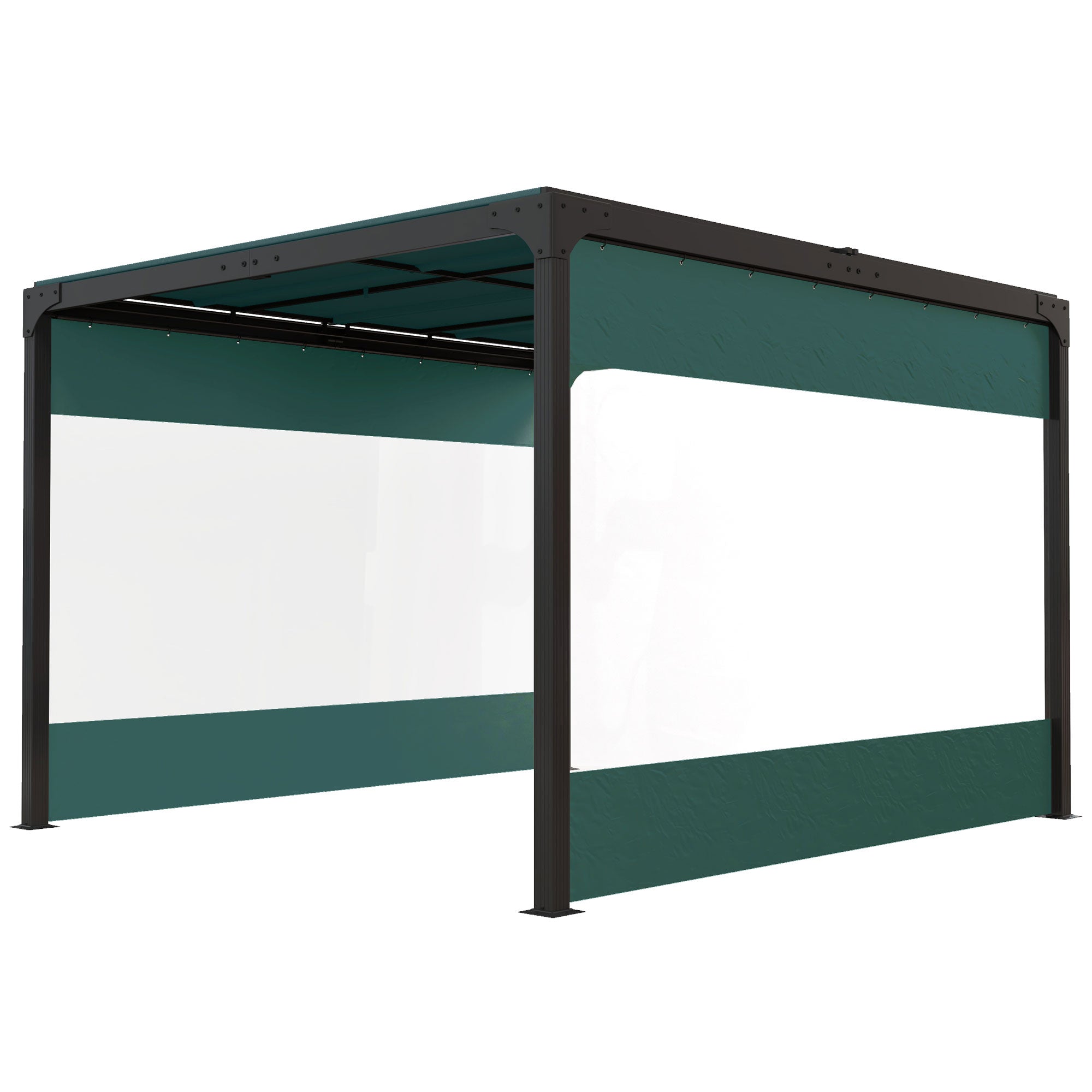 Set of 2 Weather-Resistant Polyester Pergola Panels with Window - Green