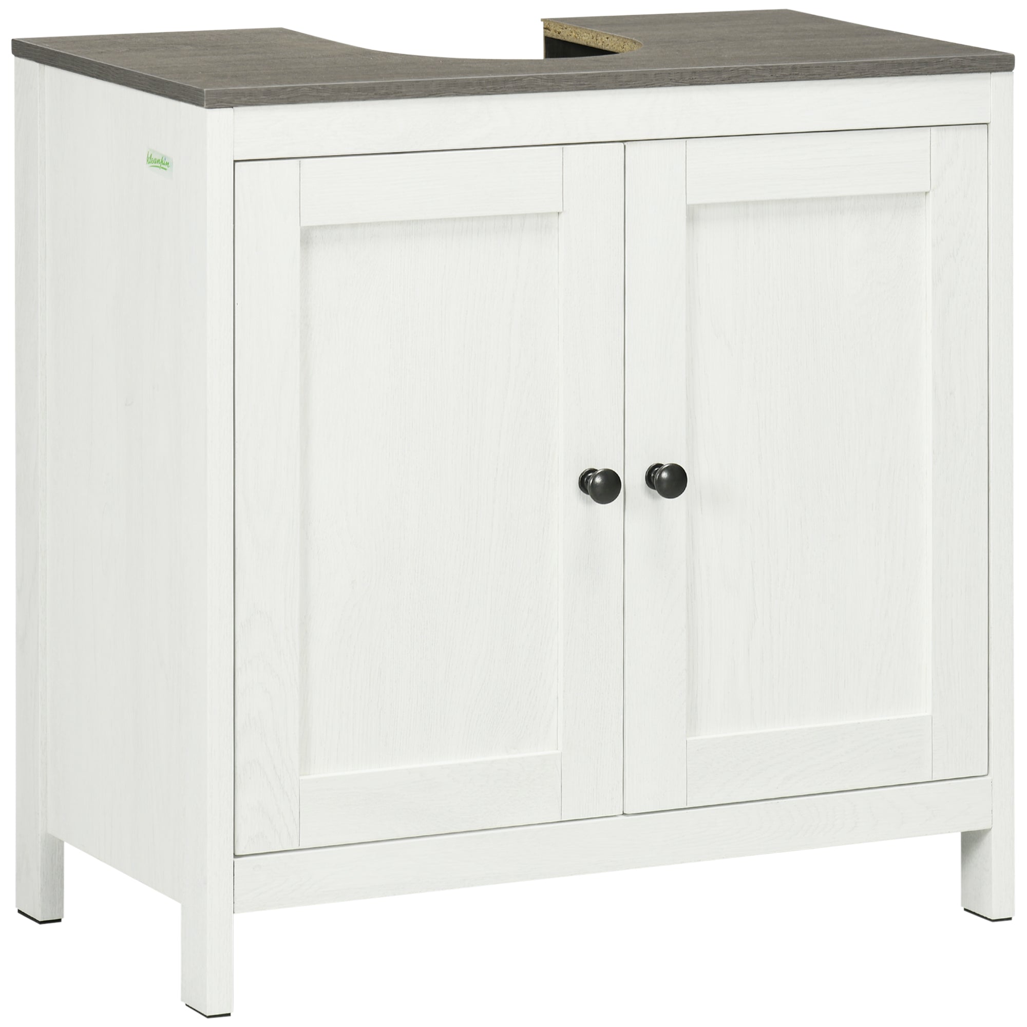 Modern Under Sink Bathroom Storage Cabinet with Adjustable Shelf - Antique White