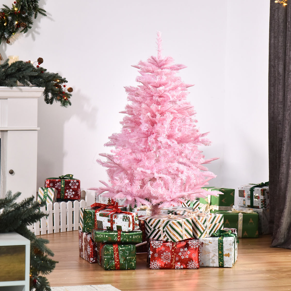4FT Pop-up Artificial Christmas Tree with Automatic Open for Home Party - Pink