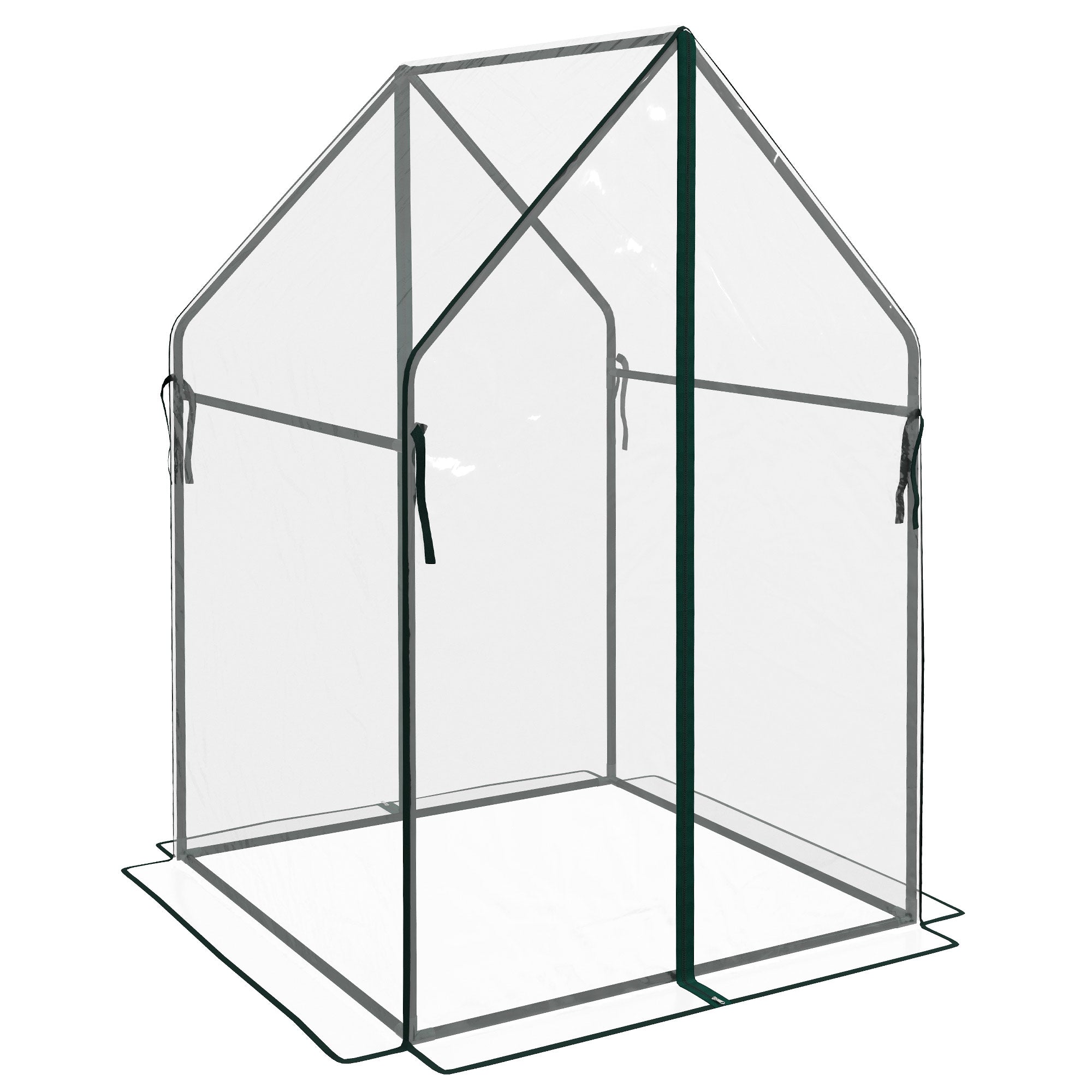 Portable Mini Greenhouse with Zipped Doors 90x90x145cm Clear Plastic Cover