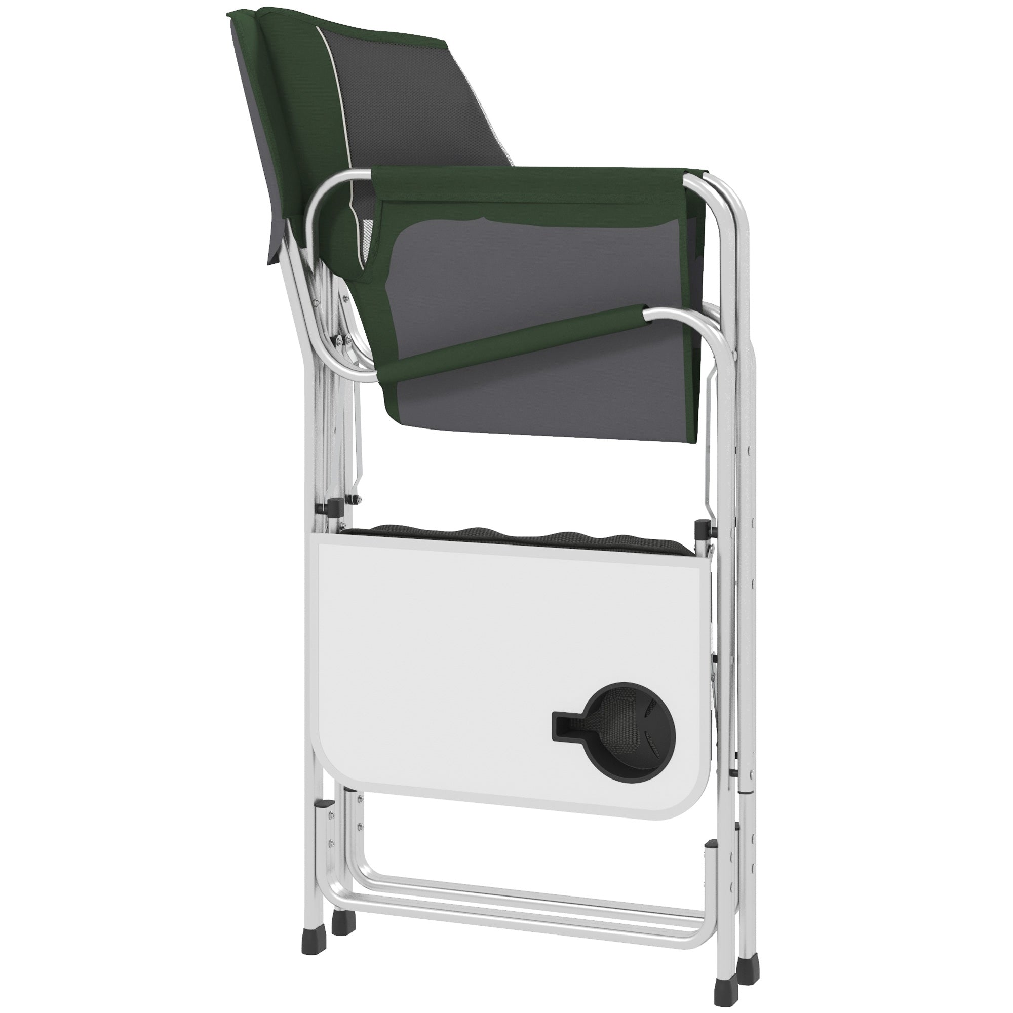 Folding Aluminium Directors Chair with Cooler Bag and Side Table - Green