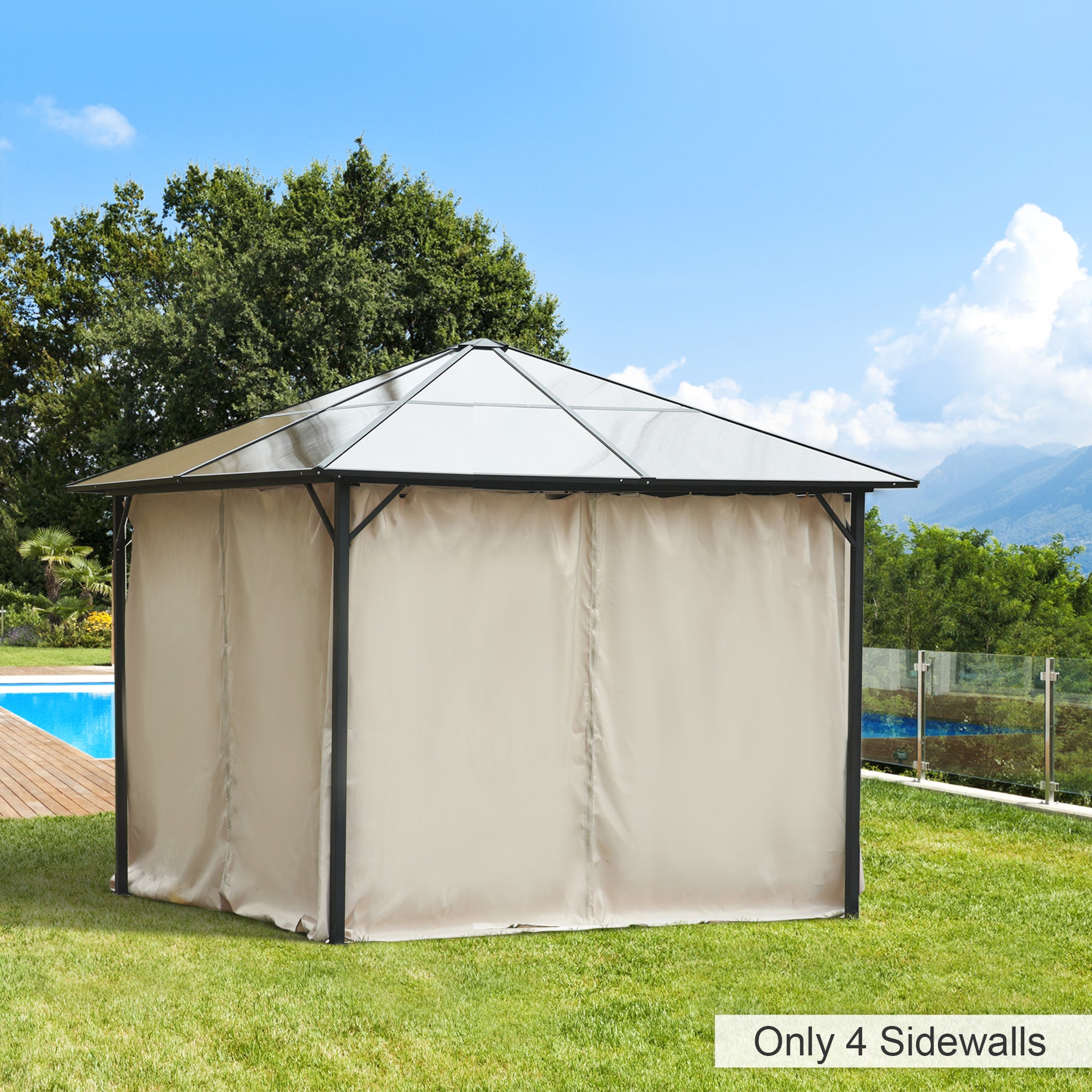 4 Pack Universal 3x3m Gazebo Replacement Sidewalls Privacy Panels - Beige