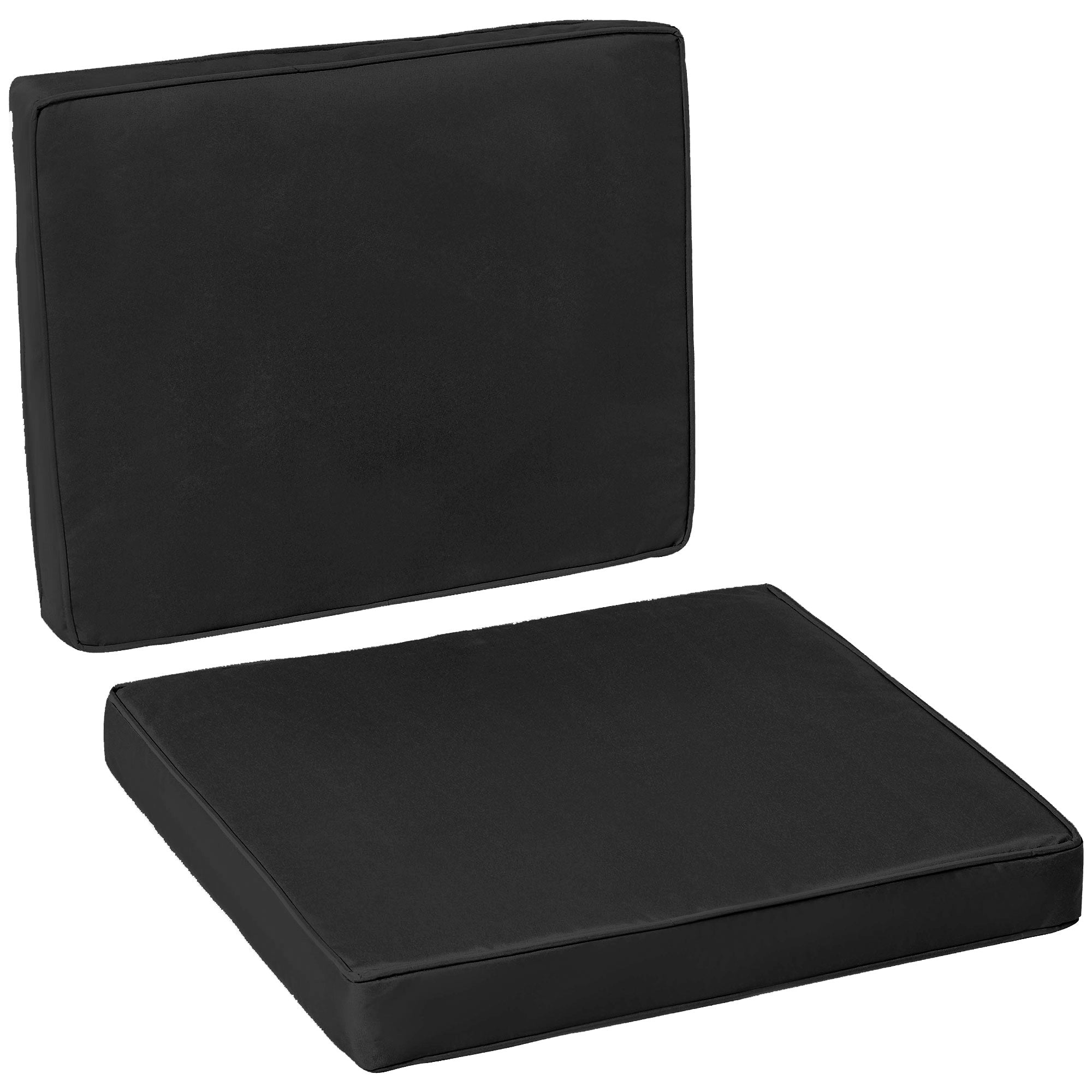 2 Piece Rattan Sofa Cushion Set with Polyester Covers - Black